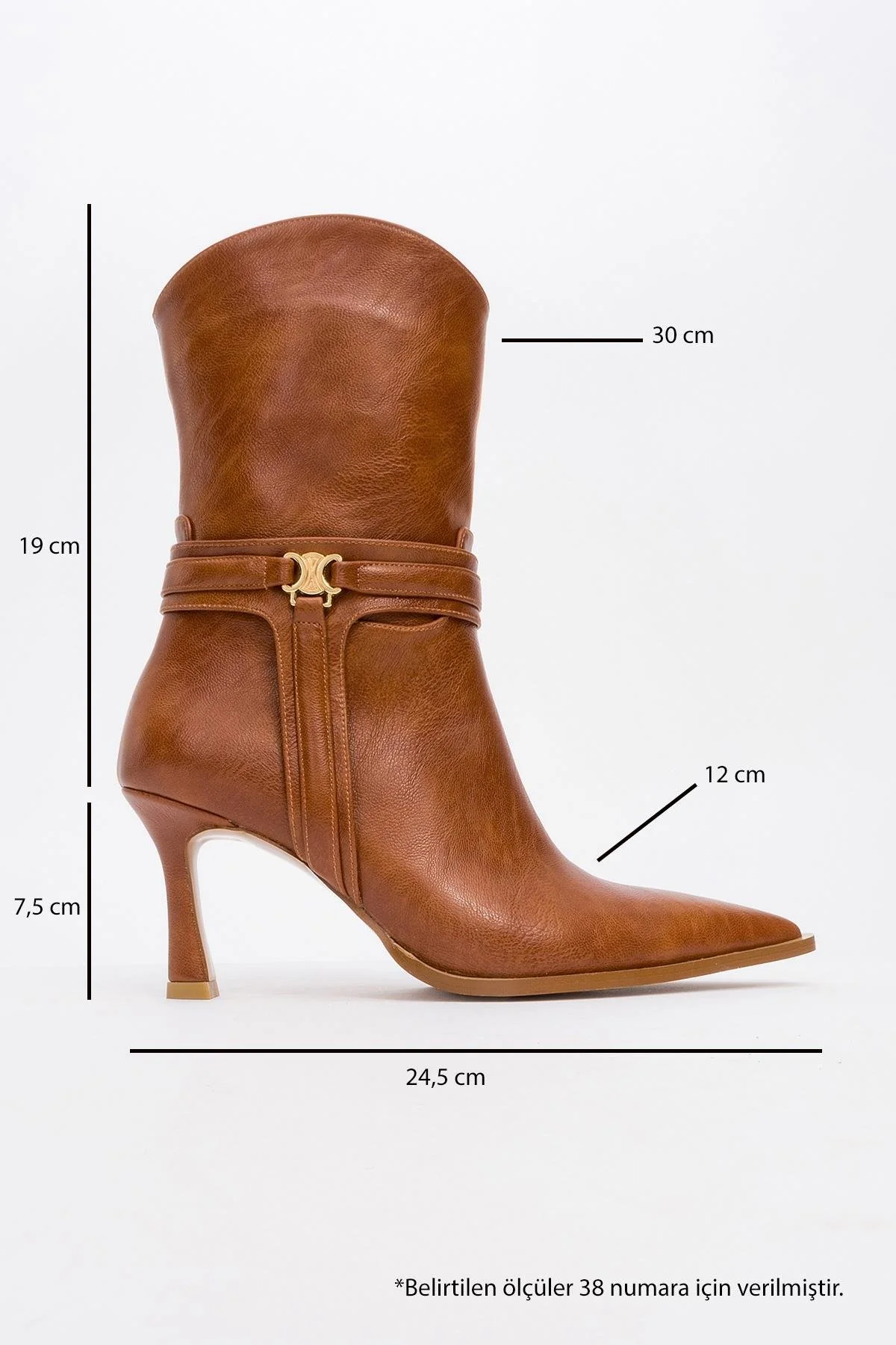 Berton - Cognac Zippered Pointed Toe High Heel Boot (Women) - Image 4