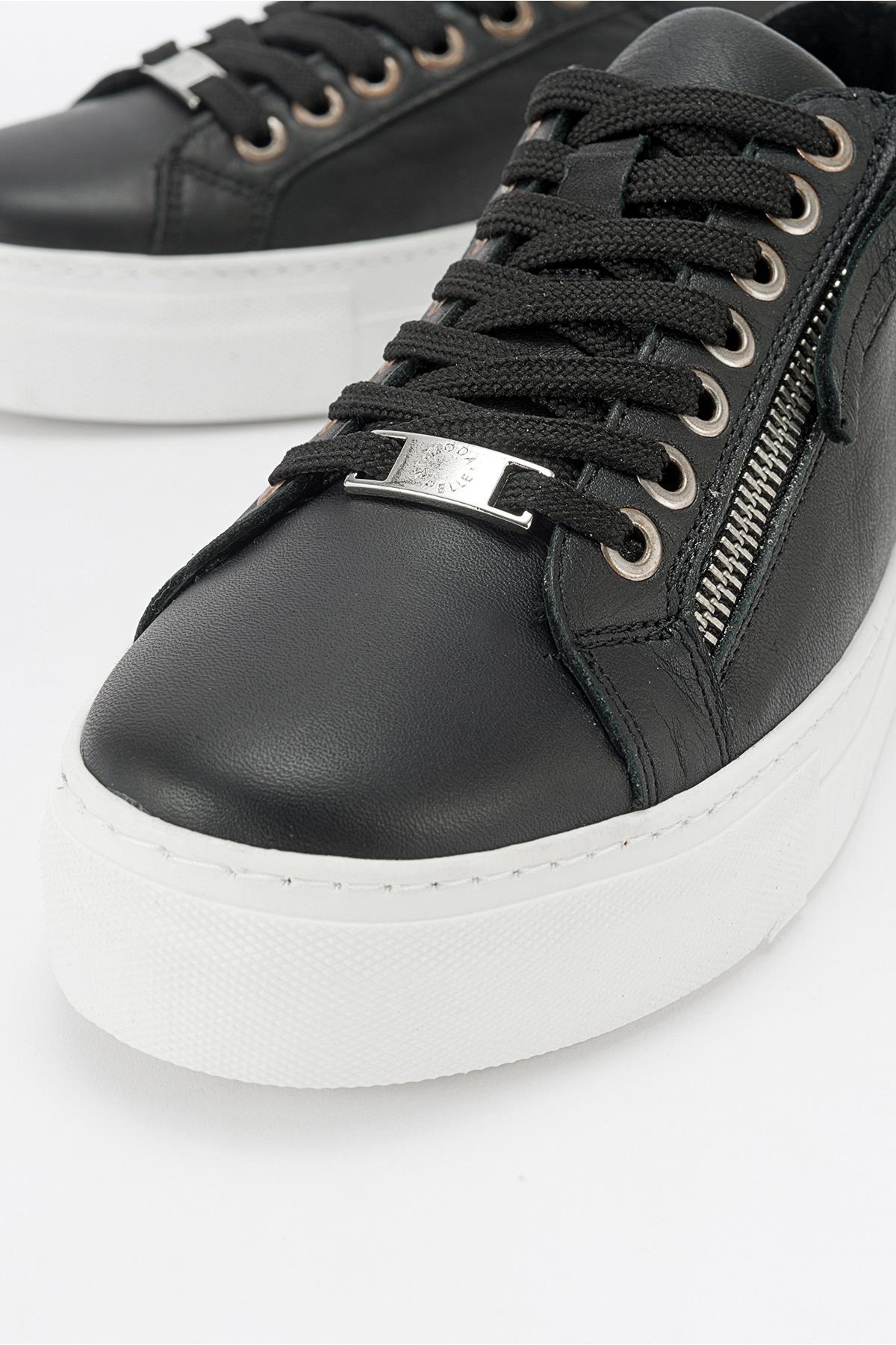 Beryl - Black Leather Zip Sneaker (Women) - Image 4
