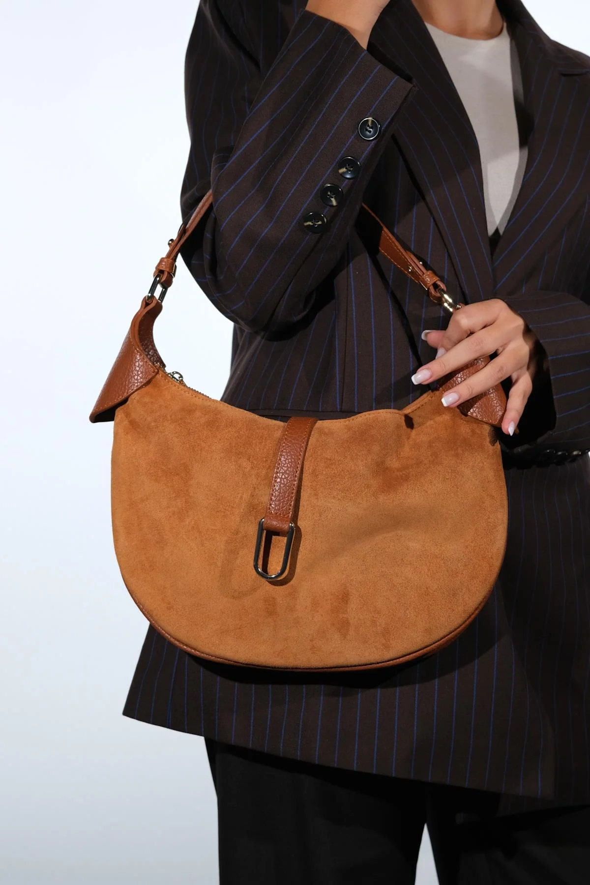 Bexley - Cognac Genuine Suede Leather Shoulder Bag (Women)