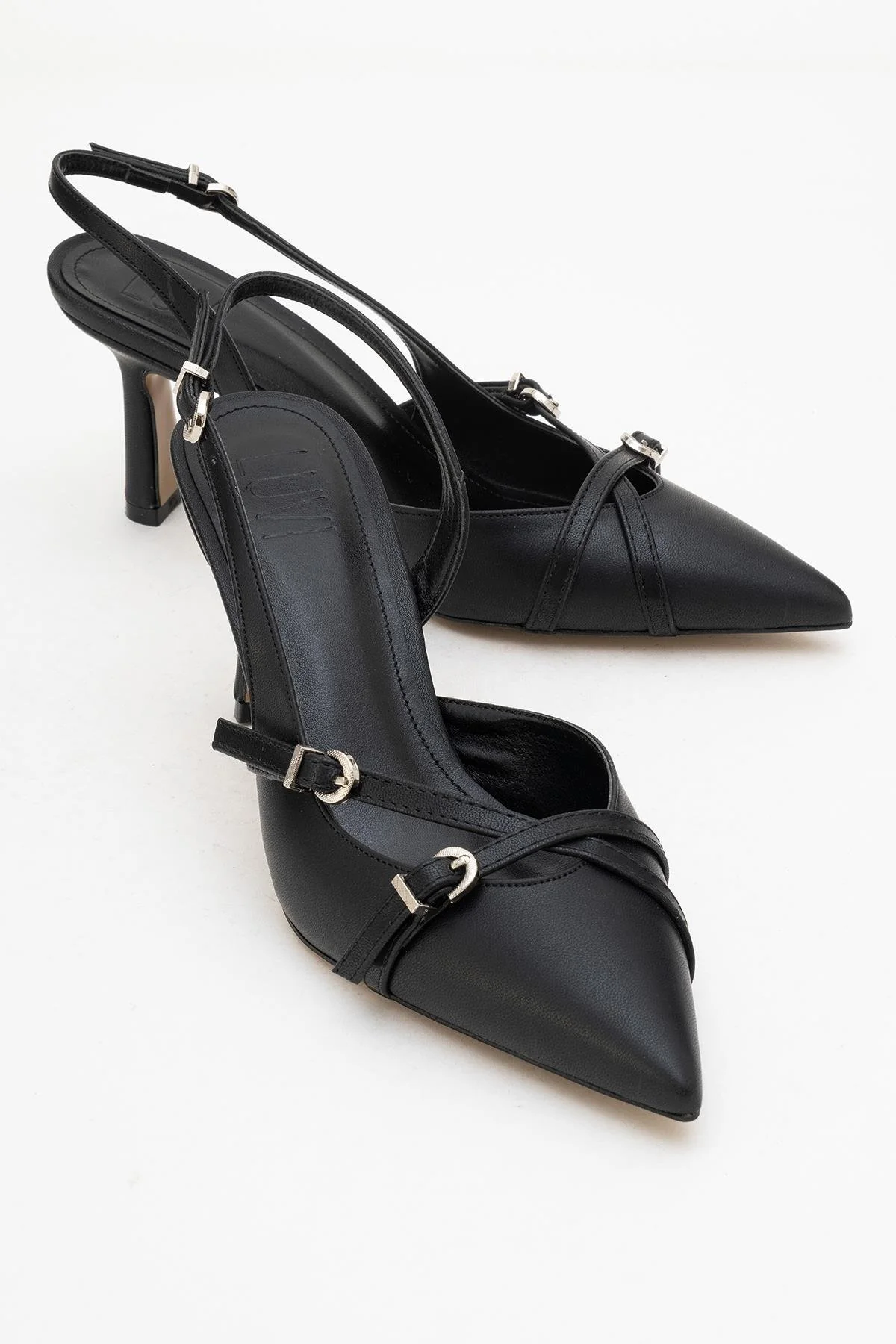 Biana - Black Buckle Pointed Toe Pump (Women)