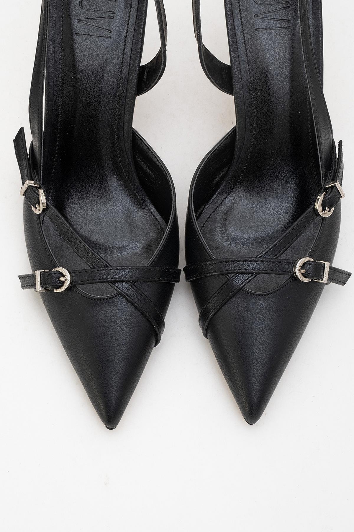 Biana - Black Buckle Pointed Toe Pump (Women) - Image 2