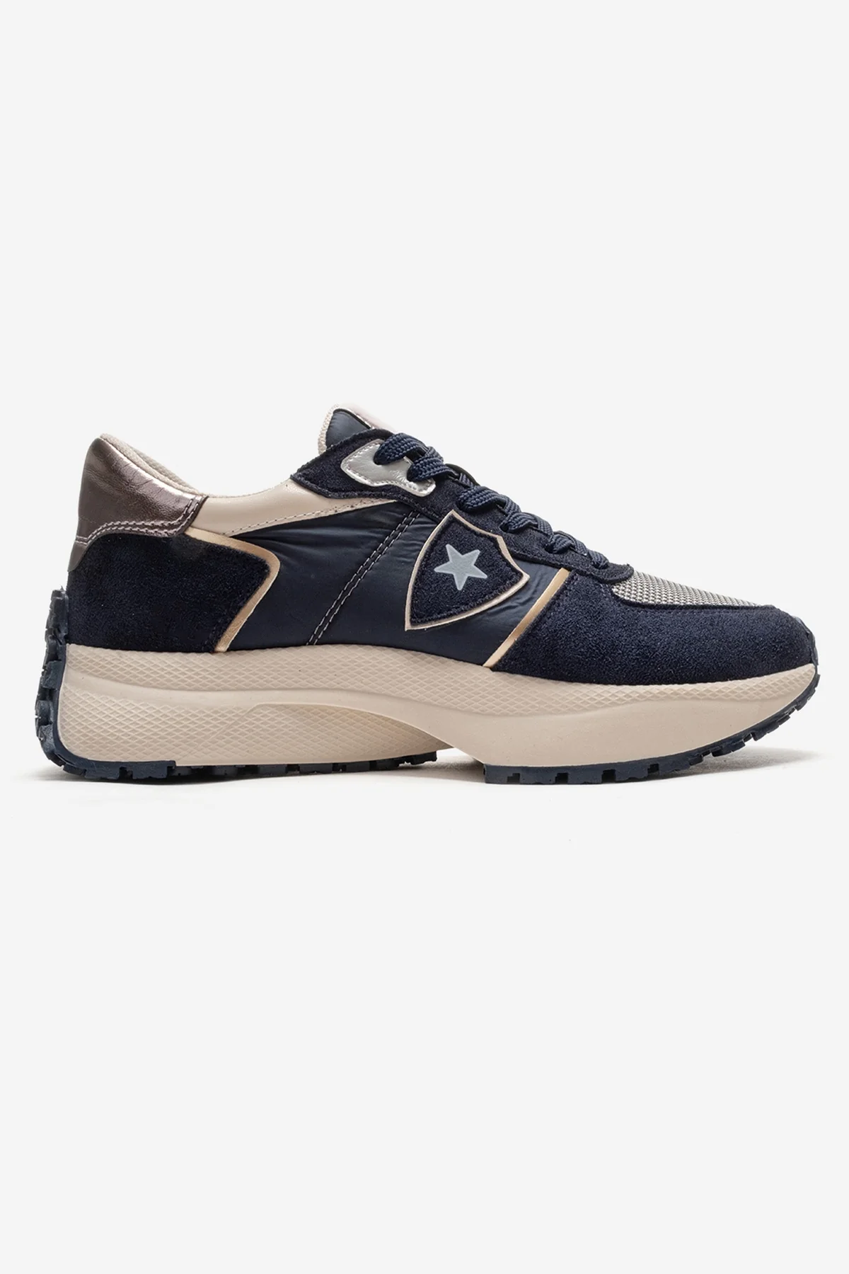 BIELLA - Navy Suede Genuine Leather Sneaker (Women) - Image 4