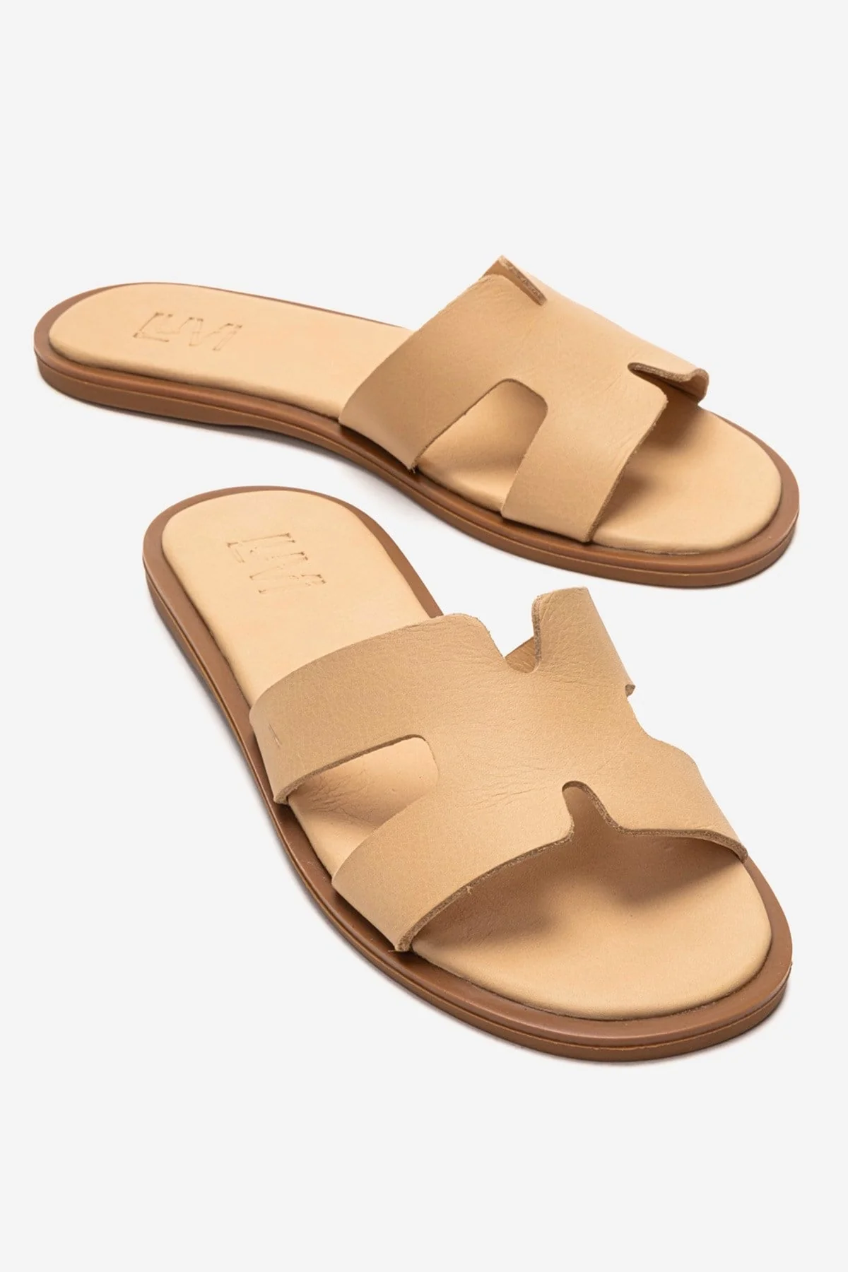 BIORA - Taupe Genuine Leather Slide (Women)