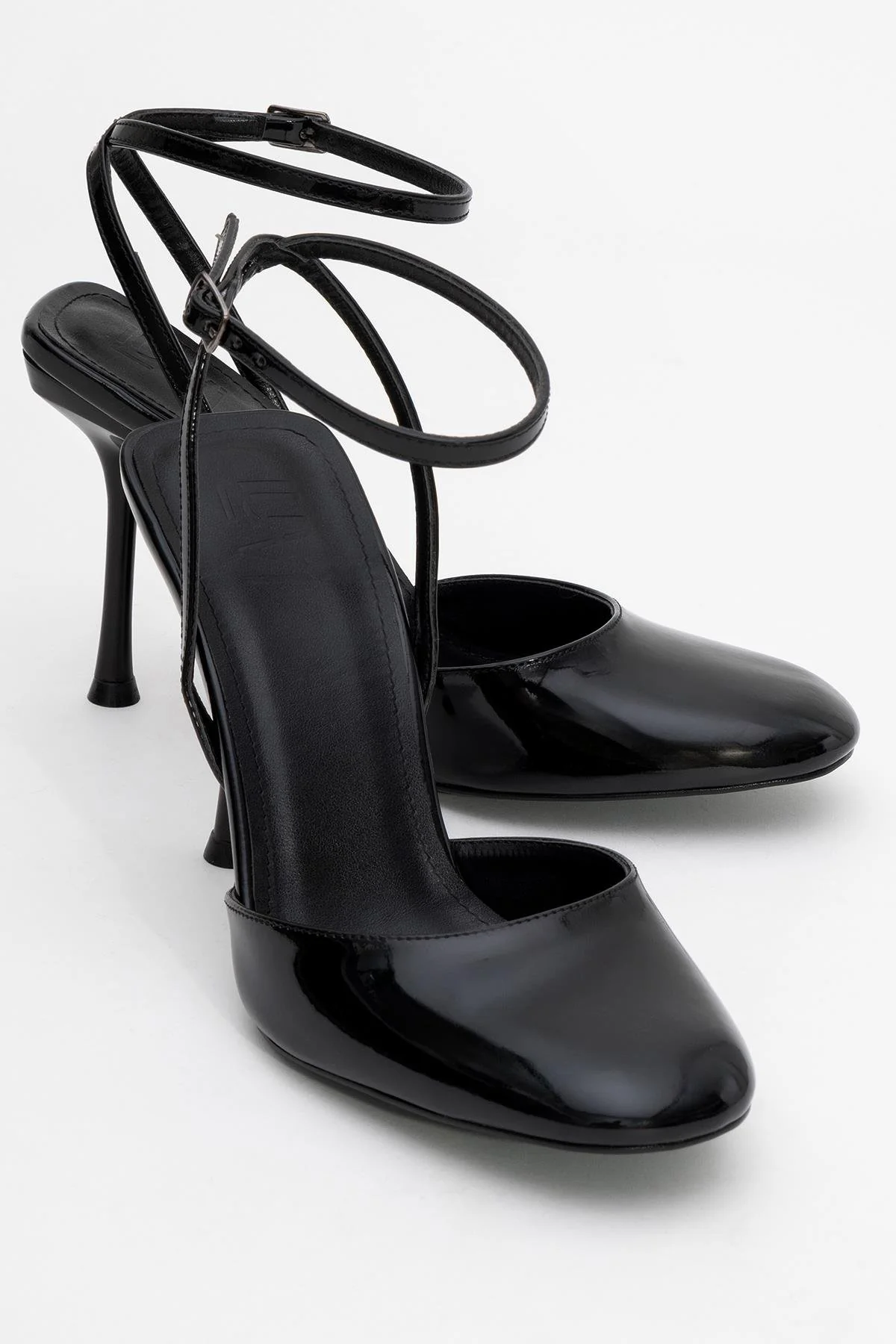 Blues - Black Patent Round Toe Ankle-Tie High Heel (Women)