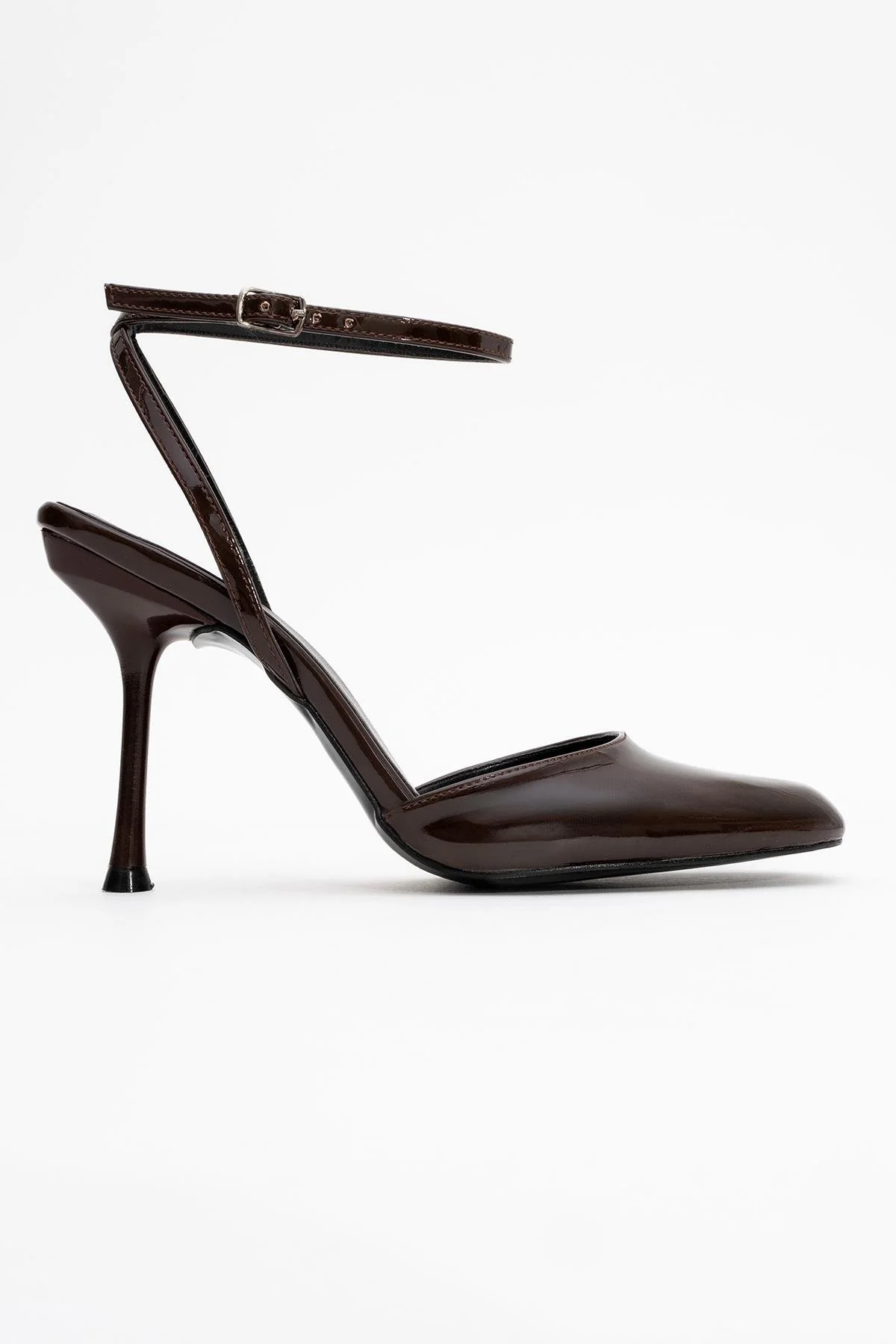 Blues - Brown Patent Round Toe Ankle-Tie High Heel (Women) - Image 6