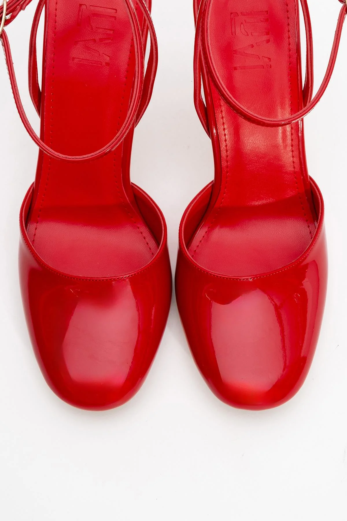 Blues - Red Patent Round Toe Ankle-Tie High Heel (Women) - Image 2