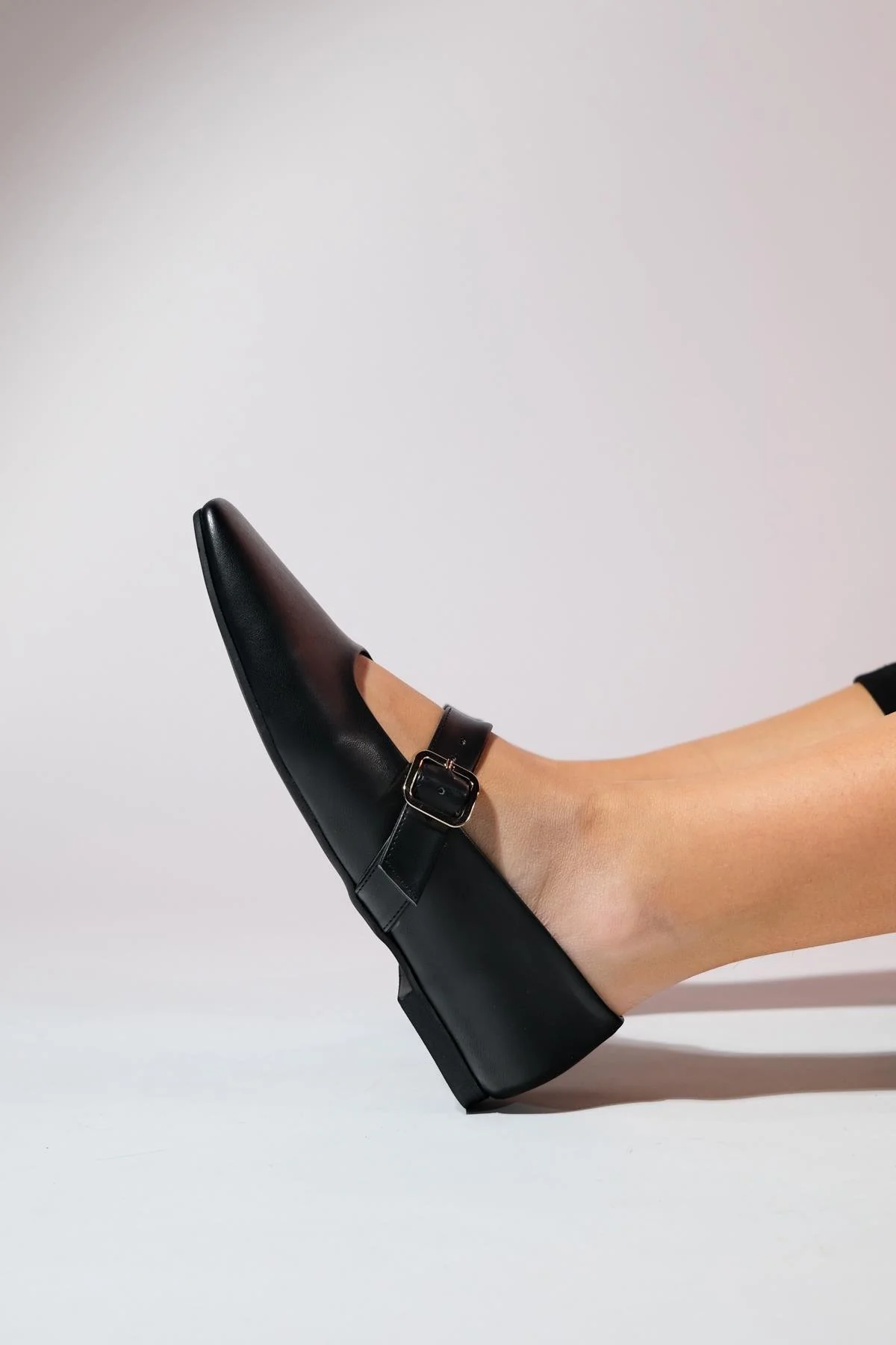Bluff - Black Genuine Leather Square Toe Ballet Flat (Women) - Image 4