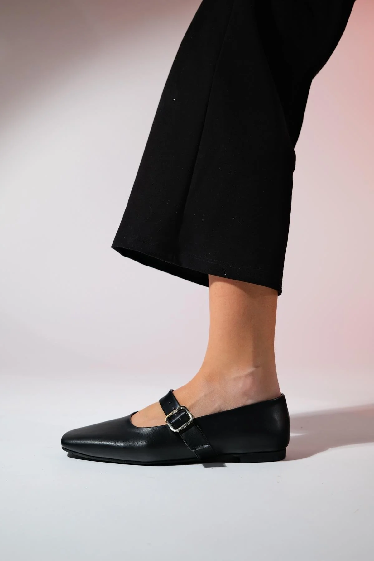 Bluff - Black Genuine Leather Square Toe Ballet Flat (Women) - Image 6