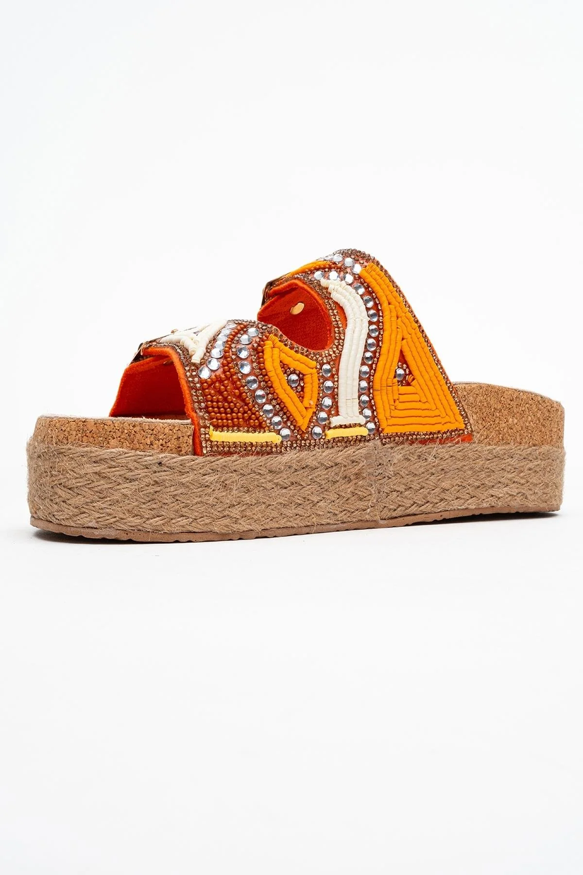 Bobby Orange Beaded Straw Platform Slide (Women) - Image 4