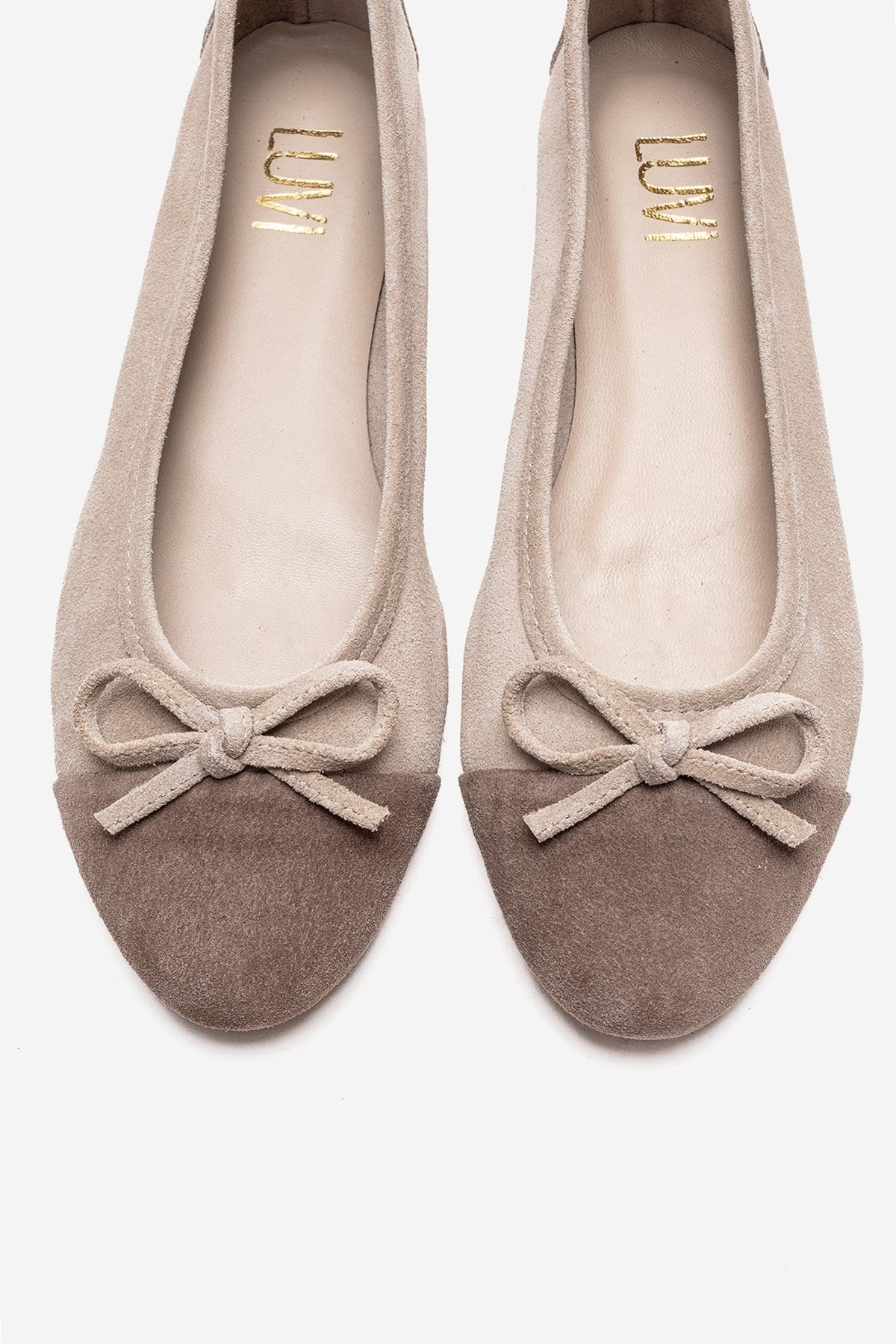 BOLEO - Beige/Taupe Genuine Leather Ballet Flat (Women) - Image 2
