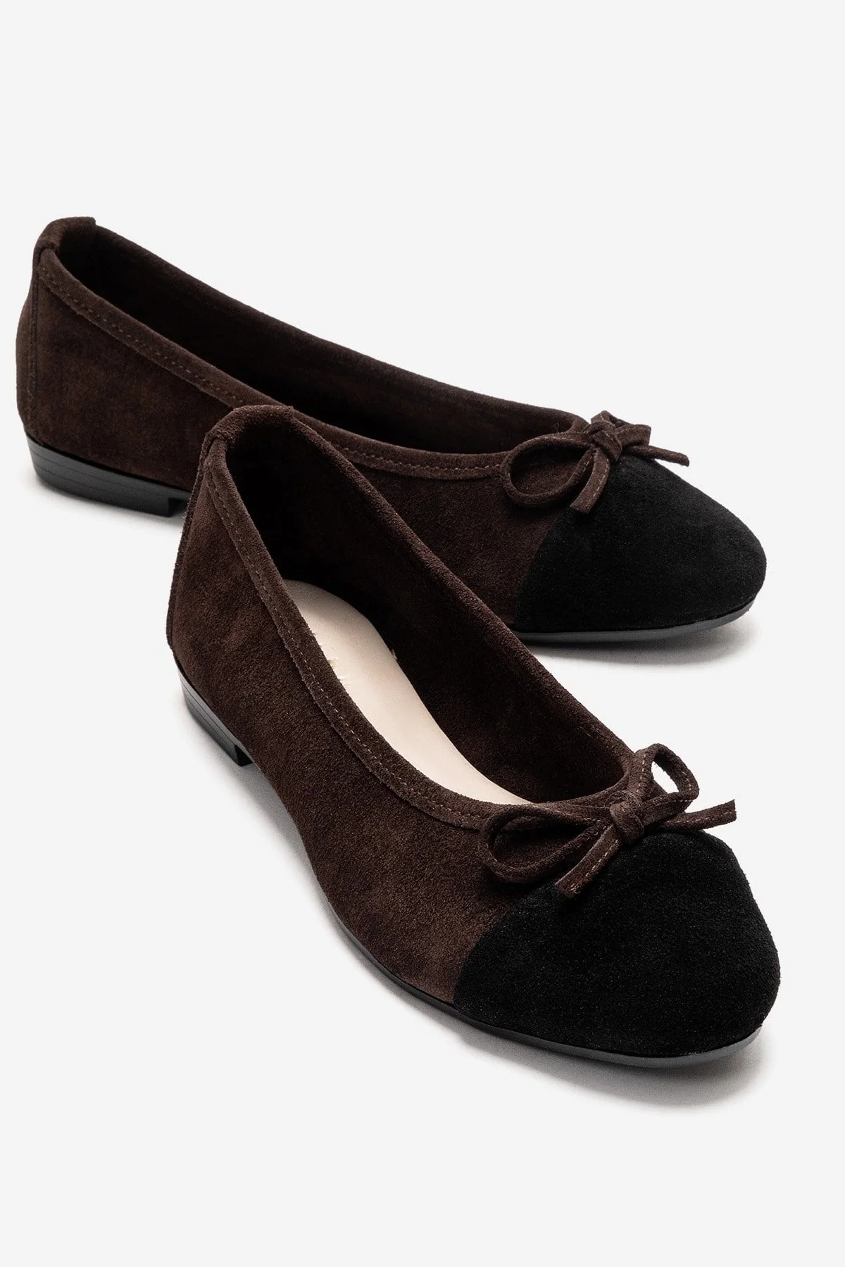 BOLEO - Brown/Black Genuine Leather Ballet Flat (Women)