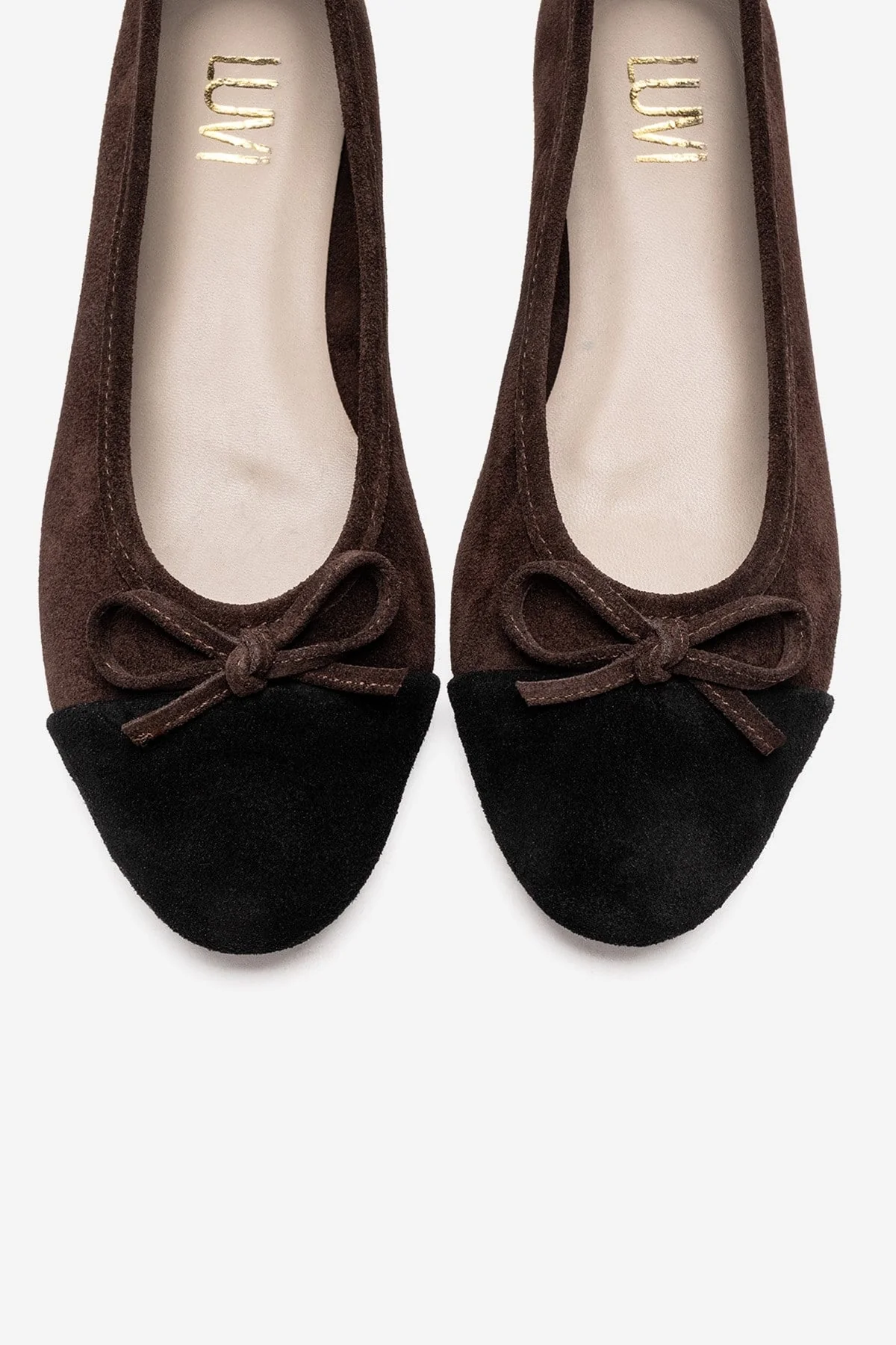 BOLEO - Brown/Black Genuine Leather Ballet Flat (Women) - Image 2