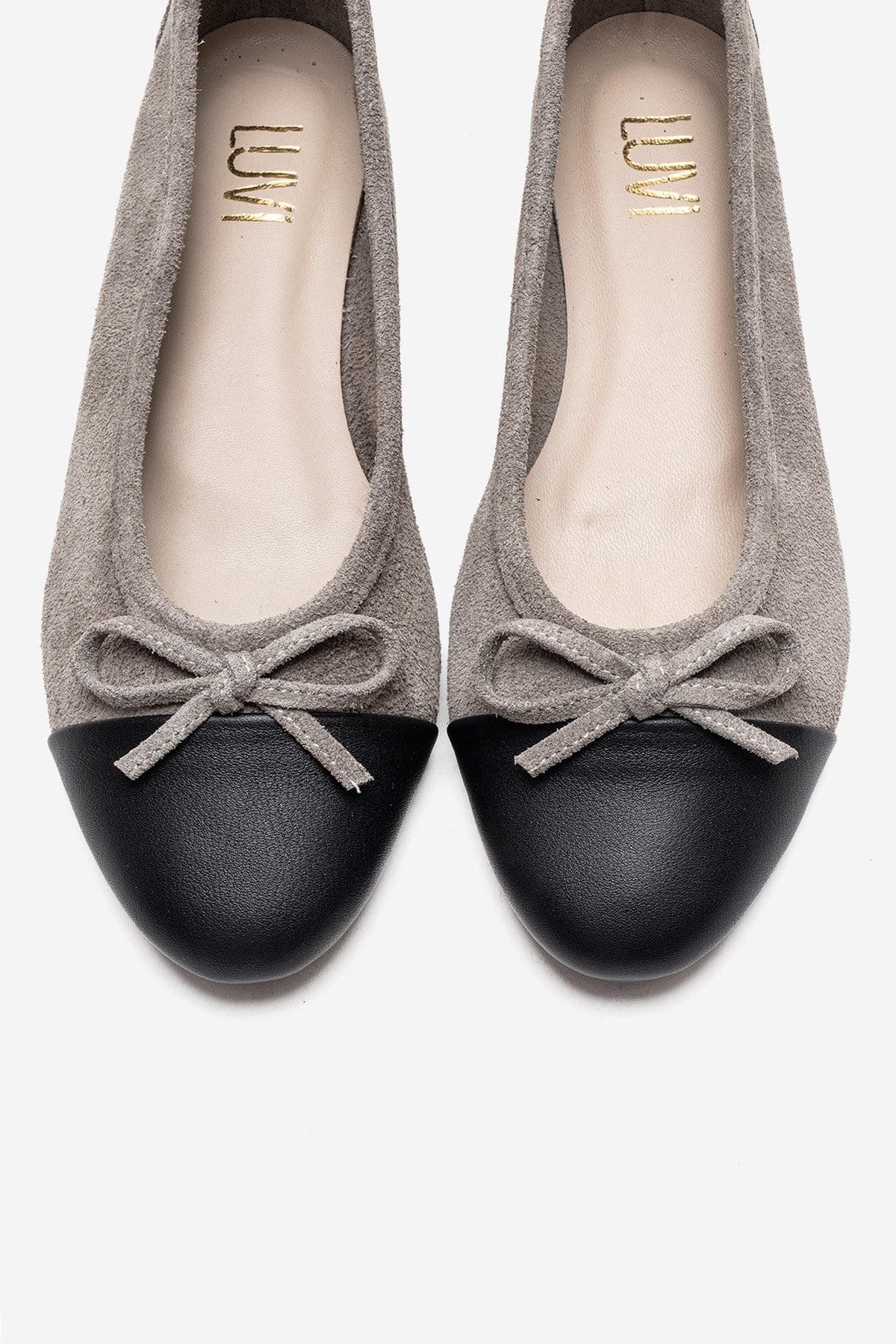 BOLEO - Gray Genuine Leather Ballet Flat (Women) - Image 2