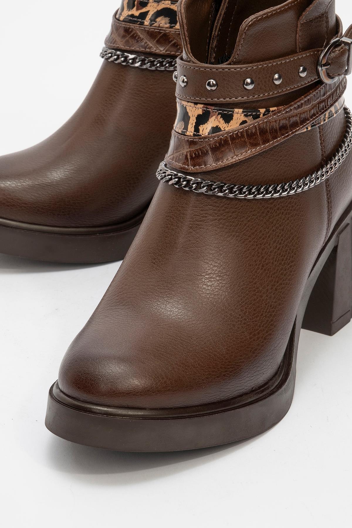Boliva - Brown Belted Chain Boot (Women) - Image 3