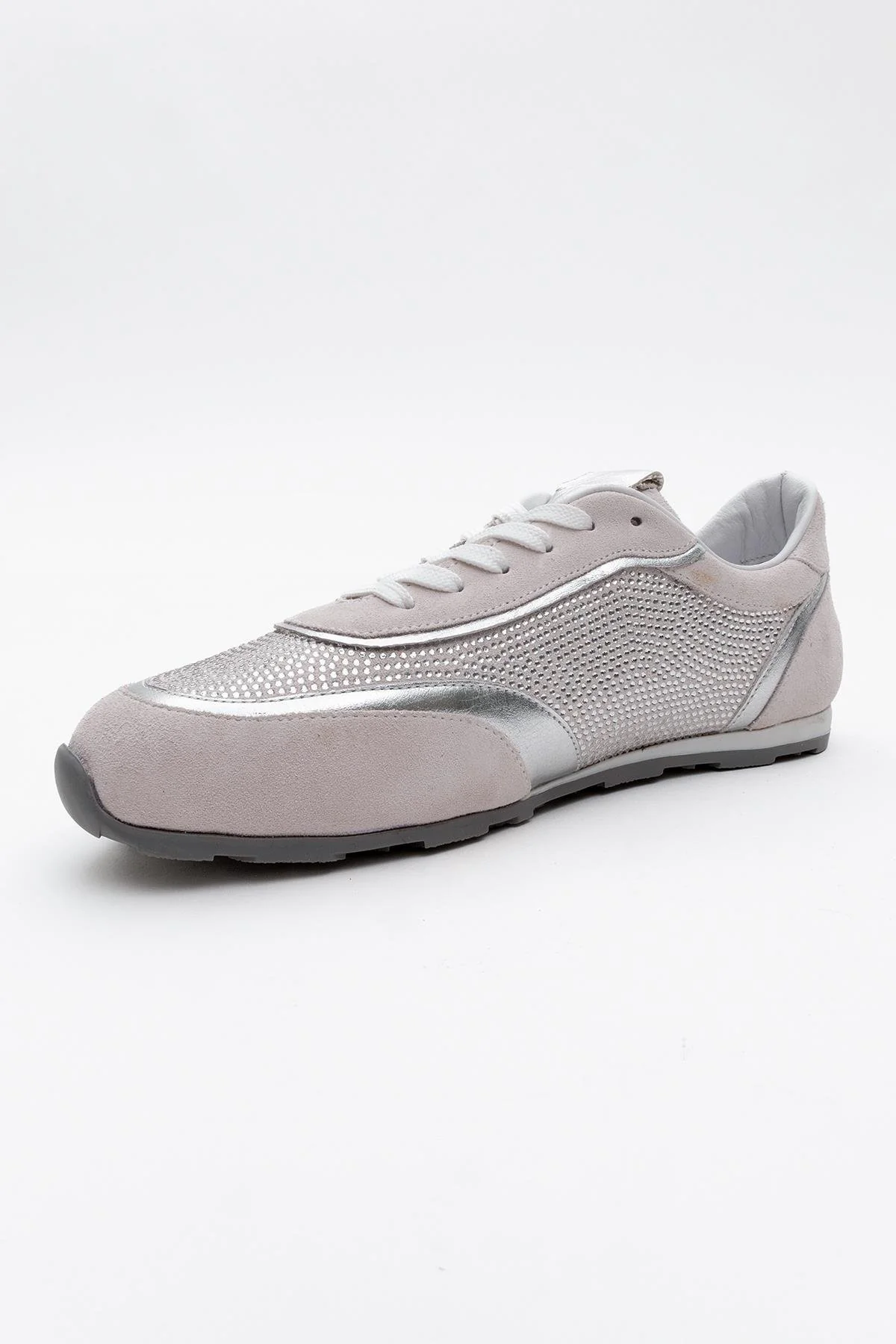 Bonia - Powder Pink Suede Rhinestone Leather Sneakers (Women) - Image 3