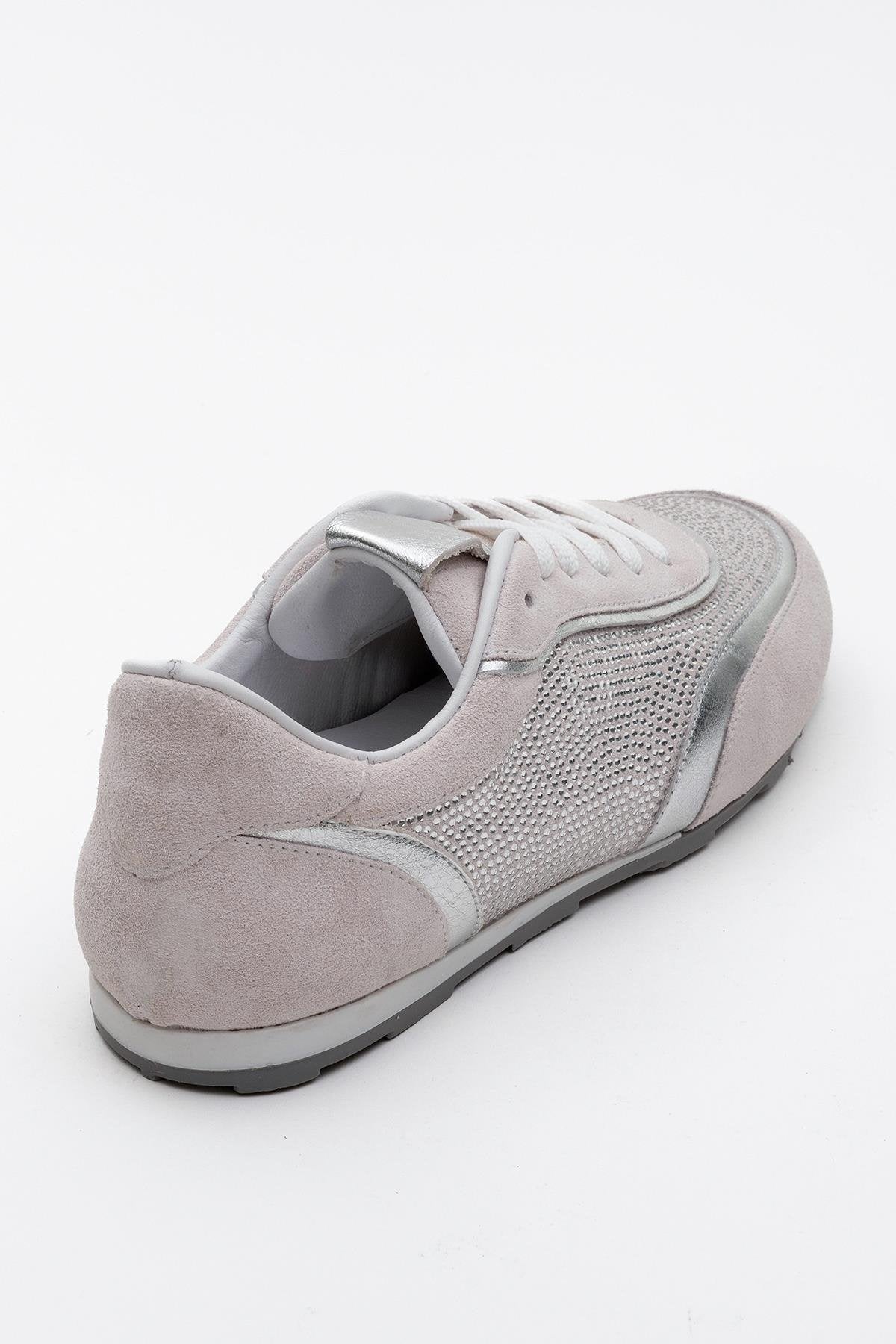 Bonia - Powder Pink Suede Rhinestone Leather Sneakers (Women) - Image 4