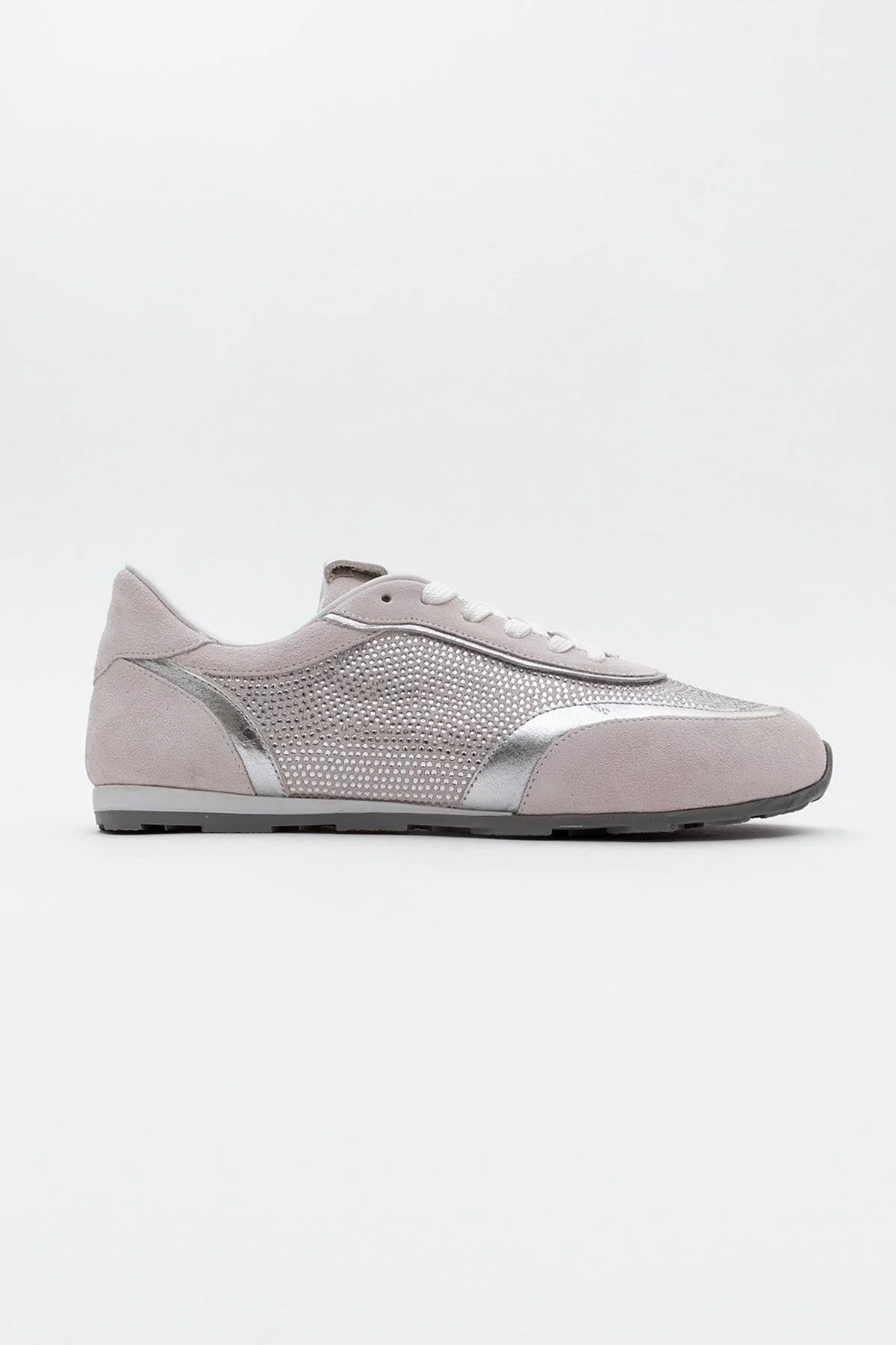 Bonia - Powder Pink Suede Rhinestone Leather Sneakers (Women) - Image 5