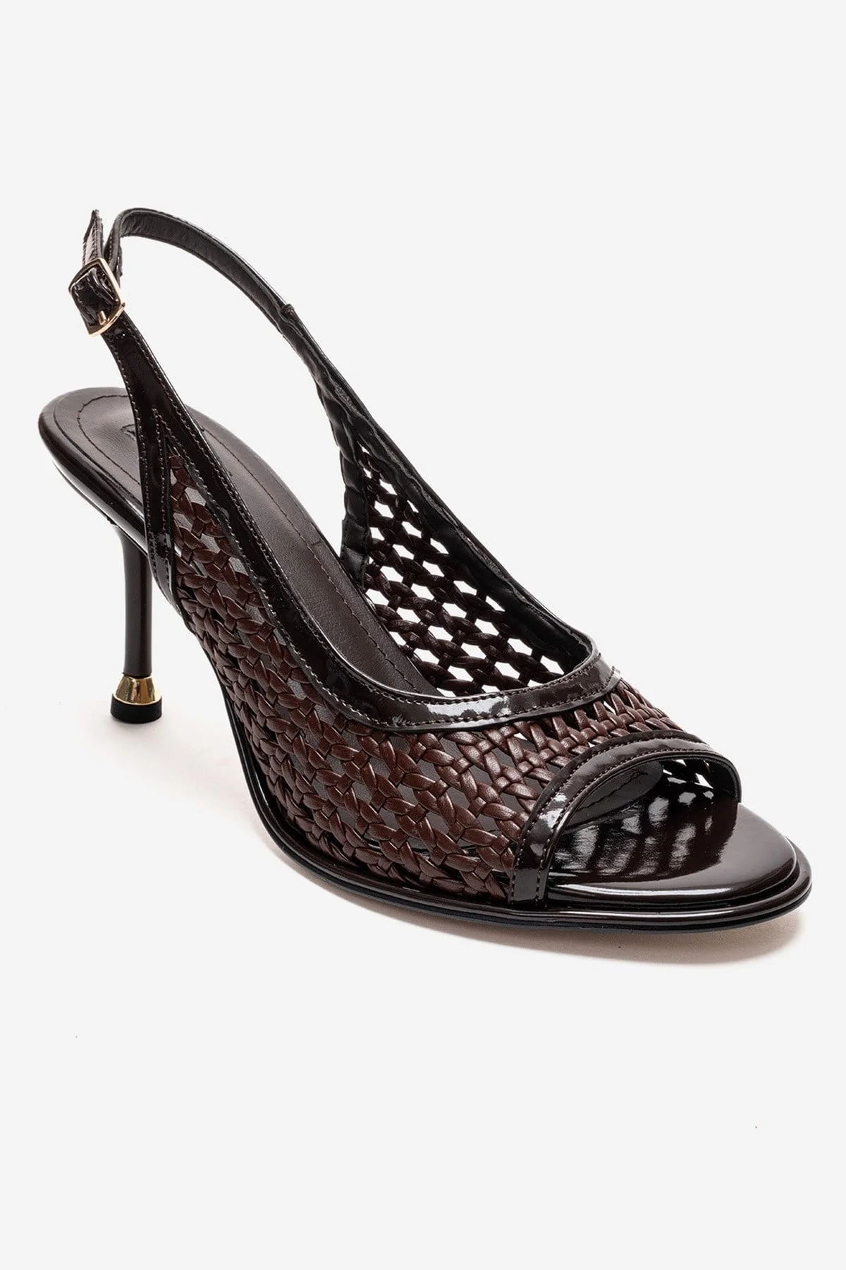 BONITO - Brown Woven Stiletto Heeled Shoe (Women) - Image 3