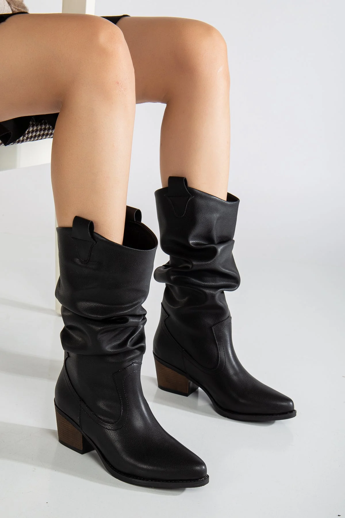 Bonnie - Black Slouch Western Boots - Image 5