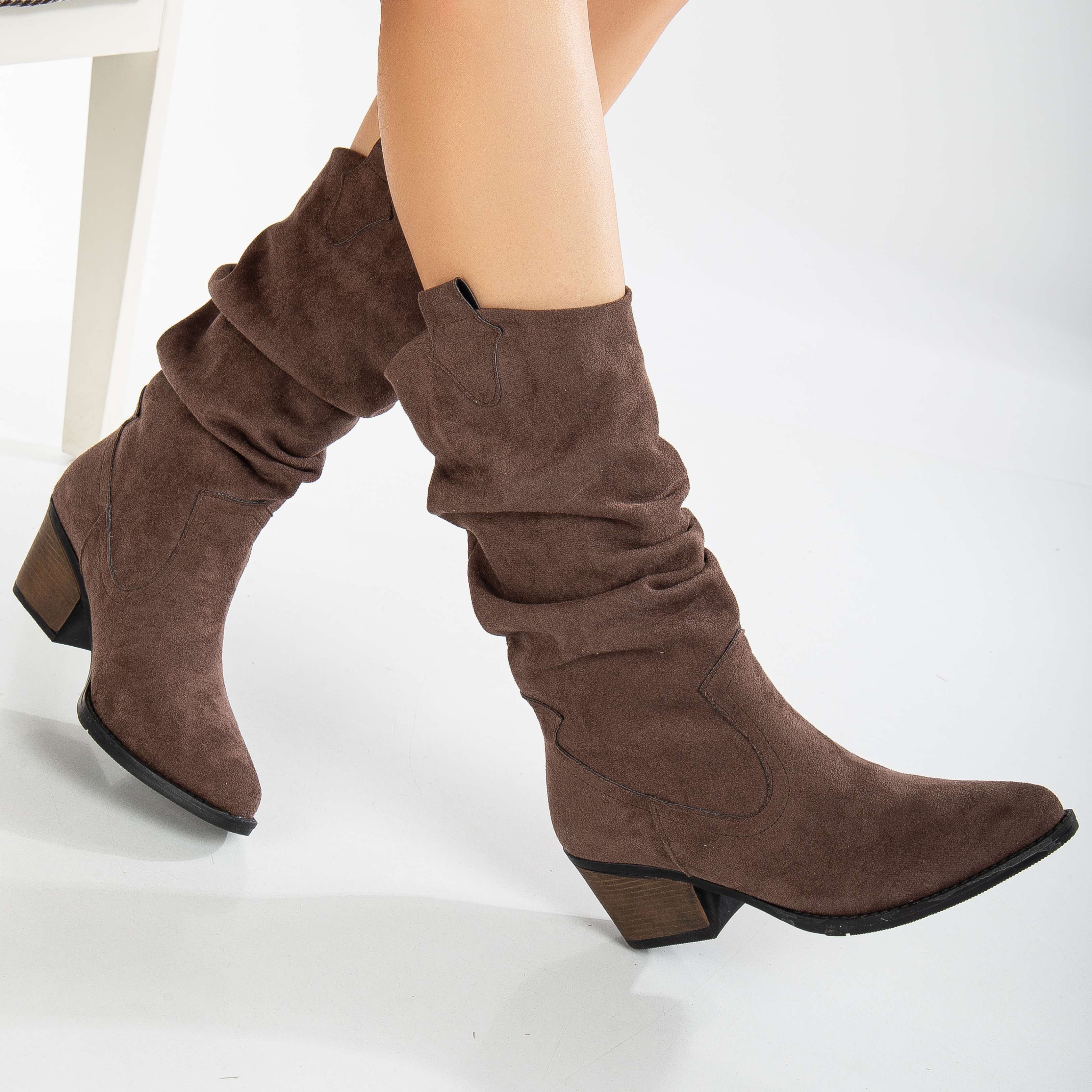 Bonnie - Brown Suede Slouch Western Boots - Image 2