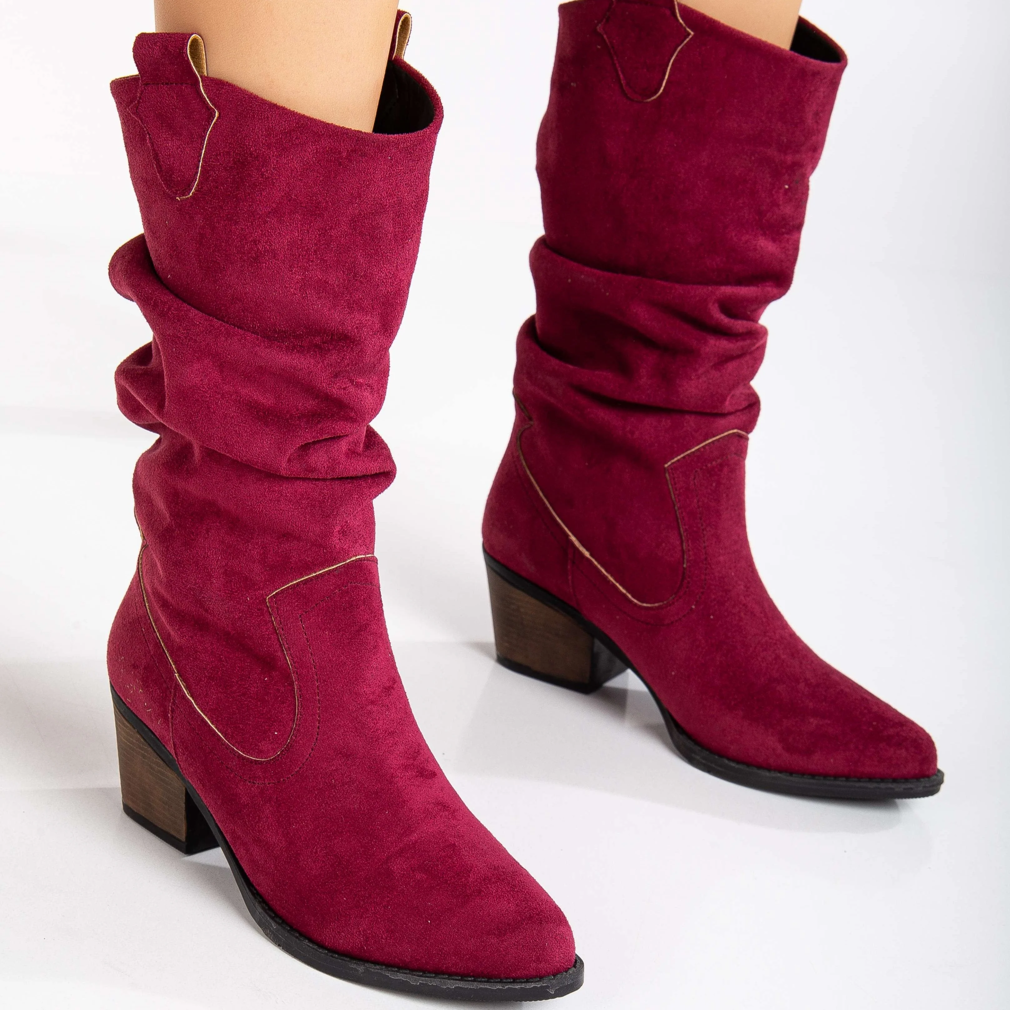 Bonnie - Burgundy Suede Western Boots - Image 4