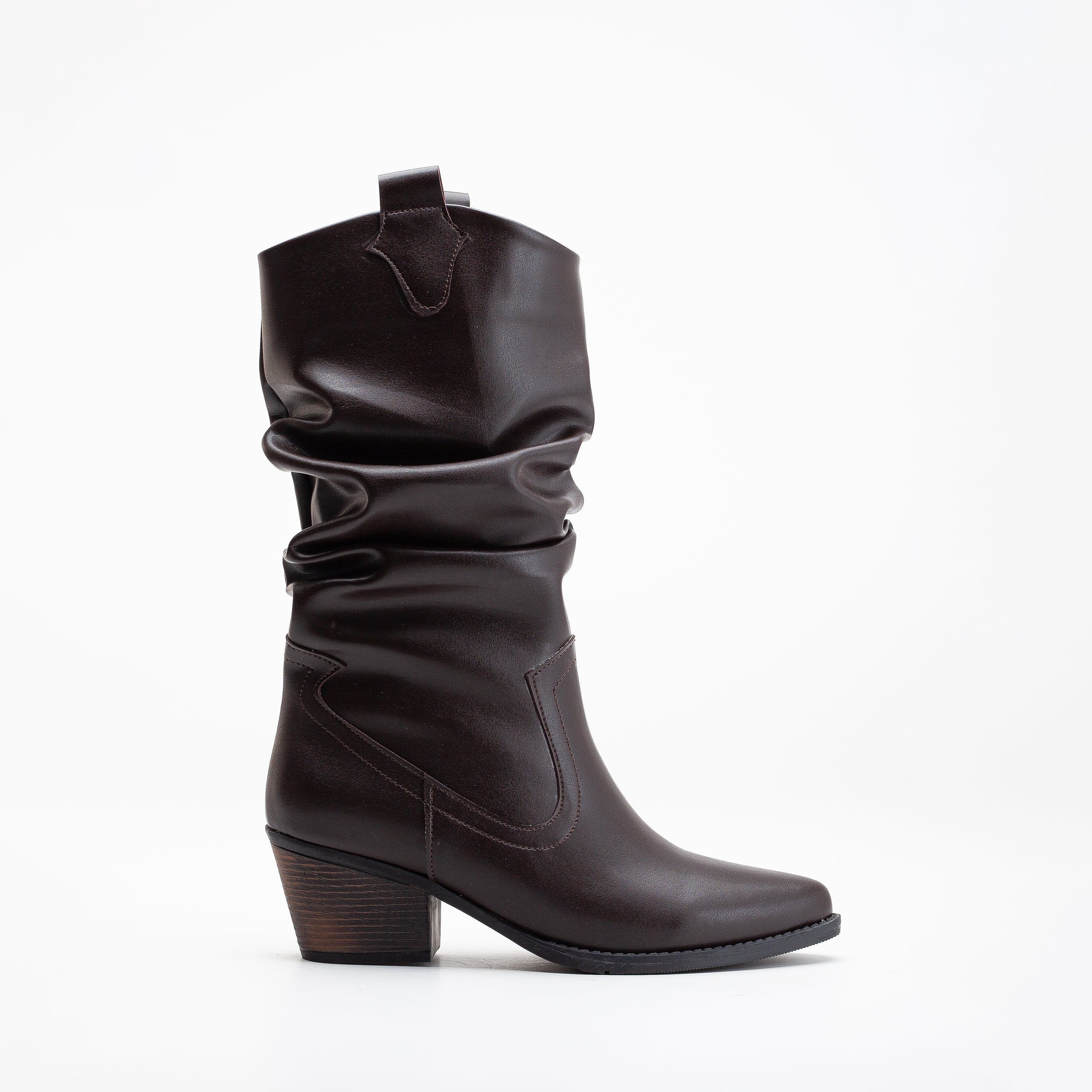 Bonnie - Dark Brown Slouch Western Boots