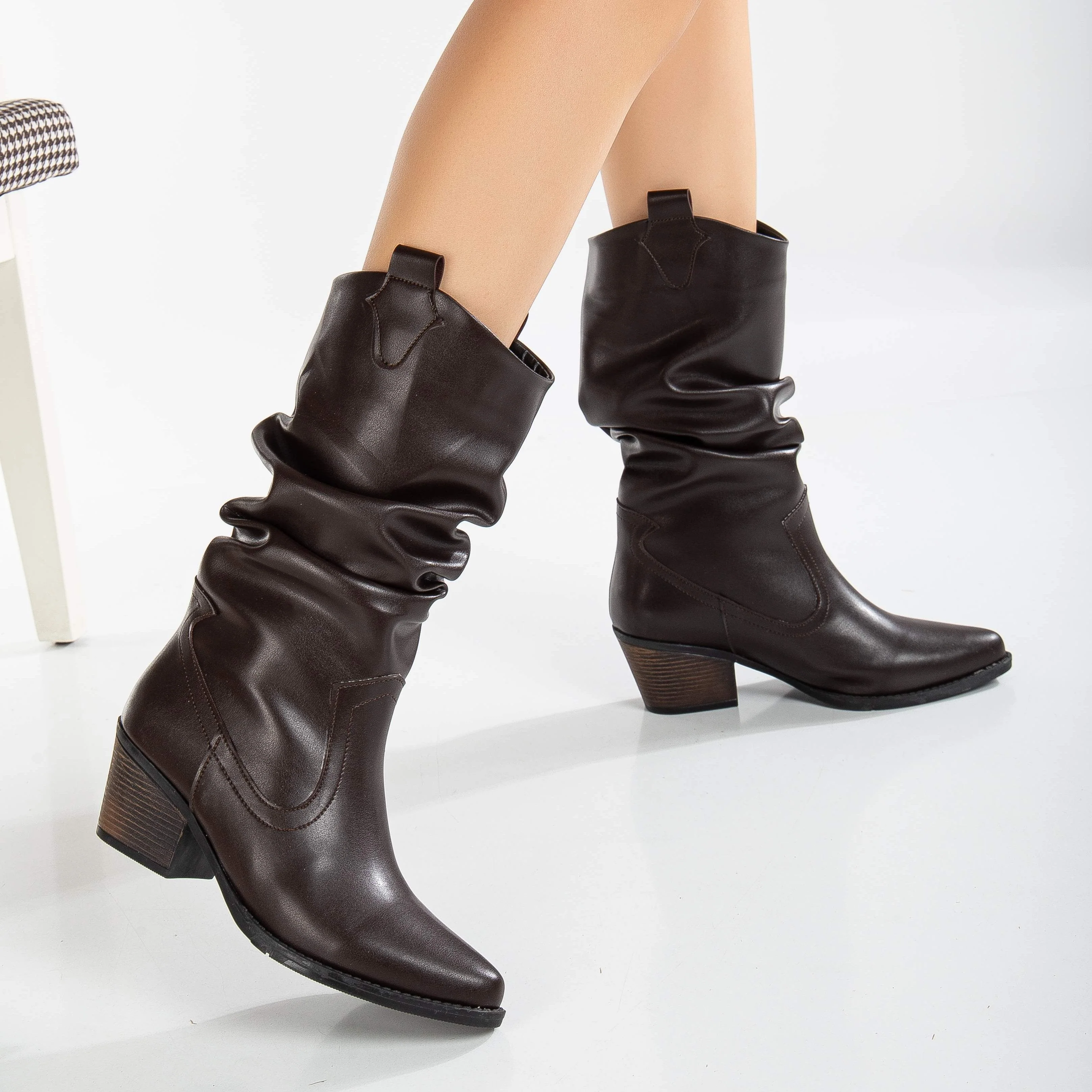 Bonnie - Dark Brown Slouch Western Boots - Image 3