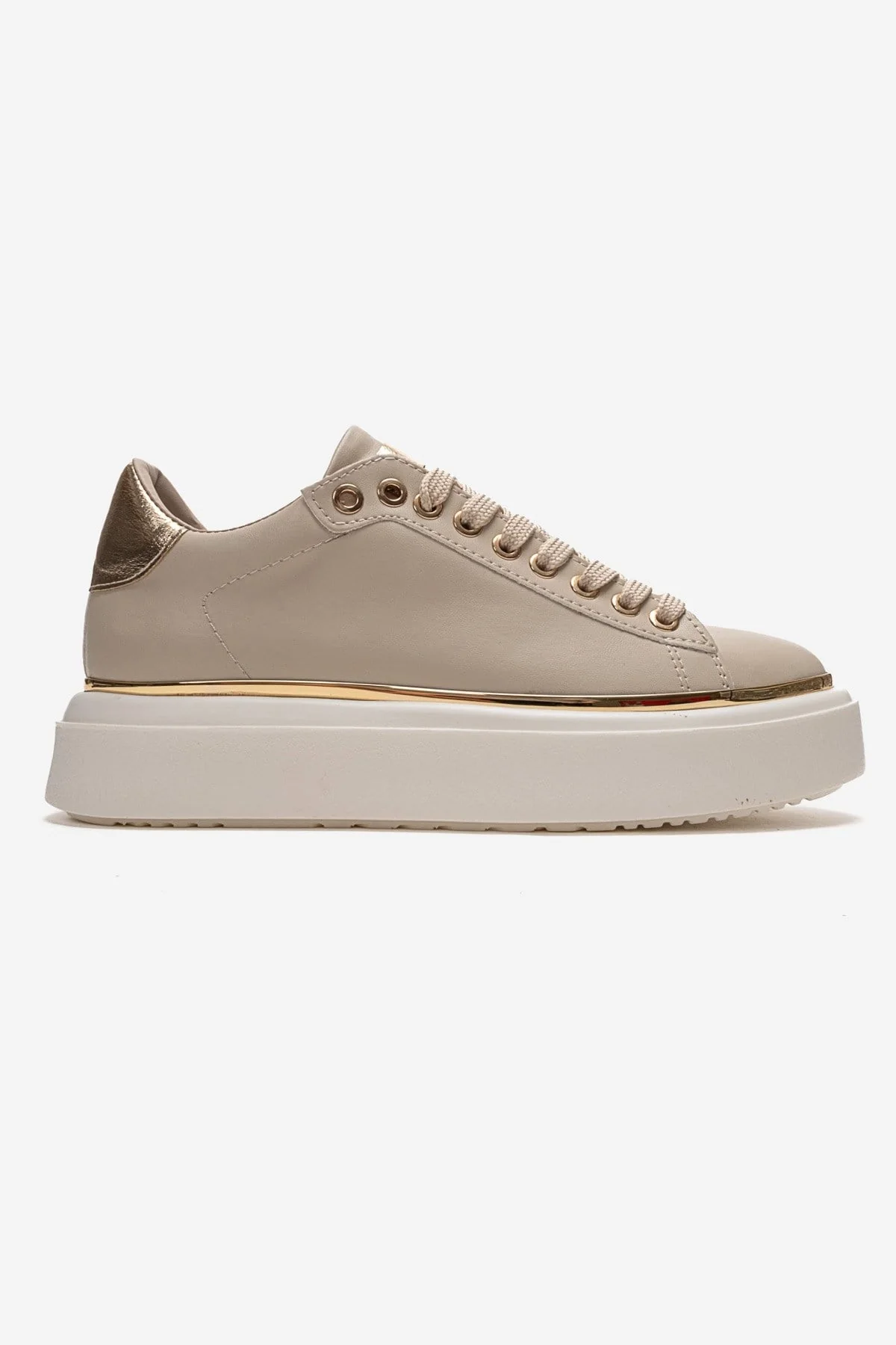 BORENA - Beige Genuine Leather Thick-Platform Casual Sneaker (Women) - Image 4