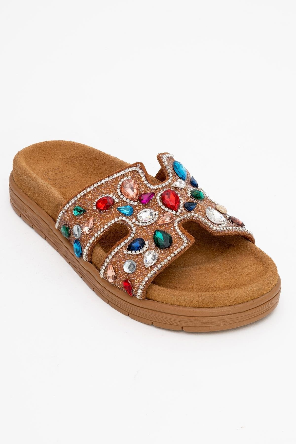 Brave - Cognac Genuine Leather Embellished Slide (Women) - Image 3