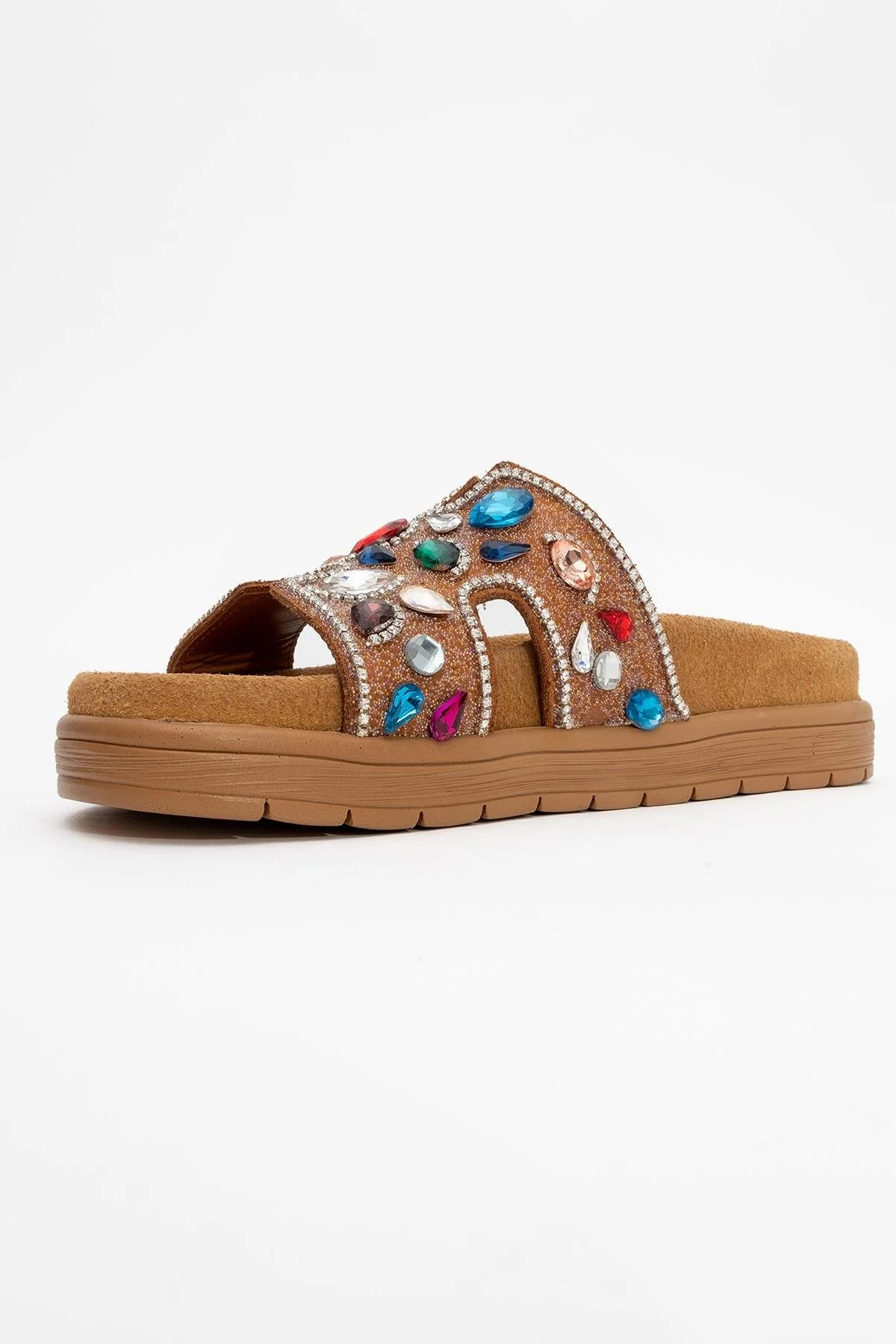 Brave - Cognac Genuine Leather Embellished Slide (Women) - Image 4