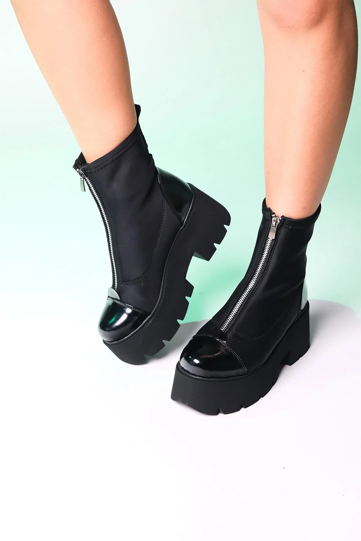 Bray Black Patent Chunky Boot (Women) - Image 2