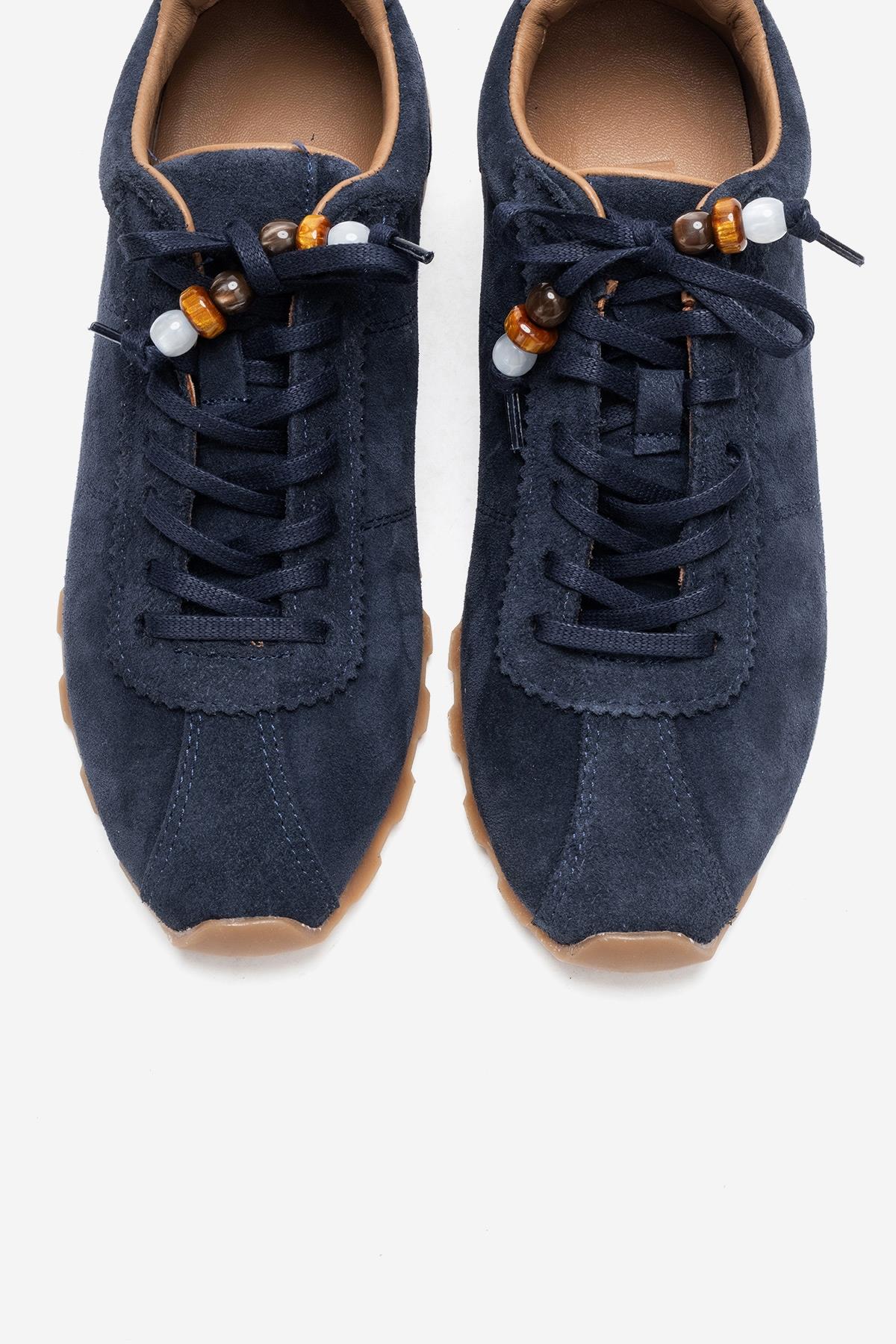 BREA - Navy Genuine Suede Leather Sneaker (Women) - Image 2