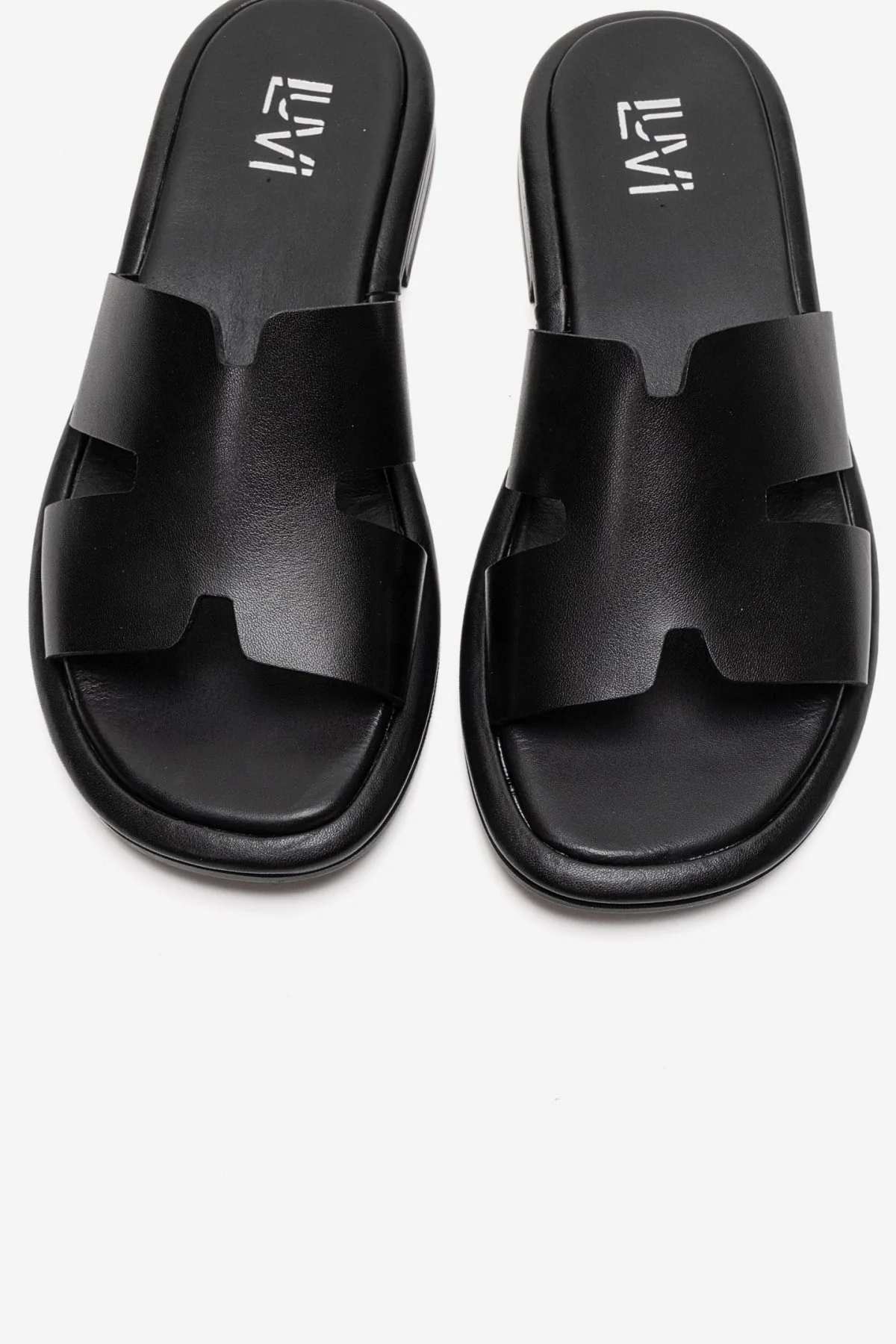 BRIO - Black Genuine Leather Slide (Women) - Image 2