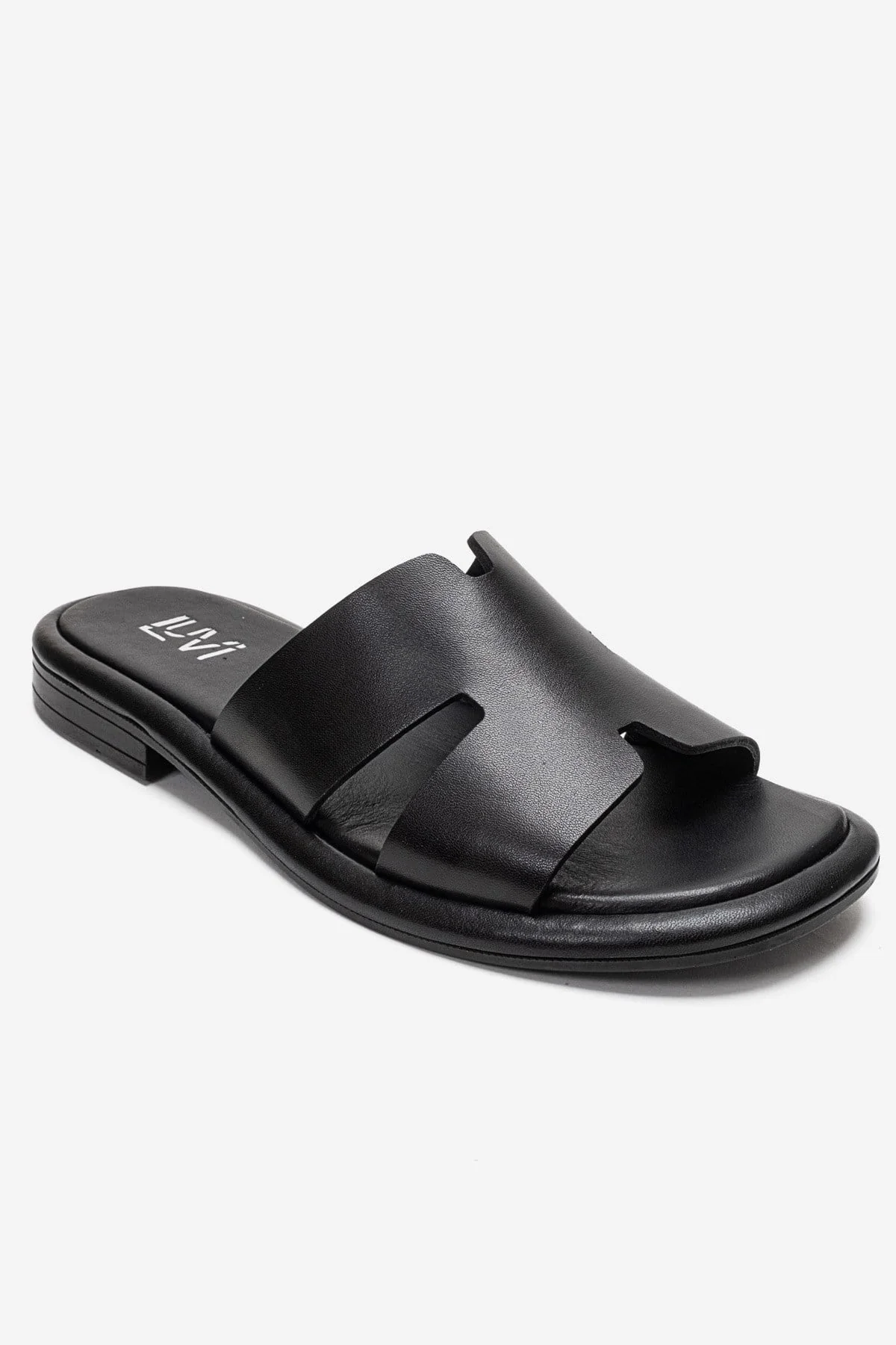 BRIO - Black Genuine Leather Slide (Women) - Image 3