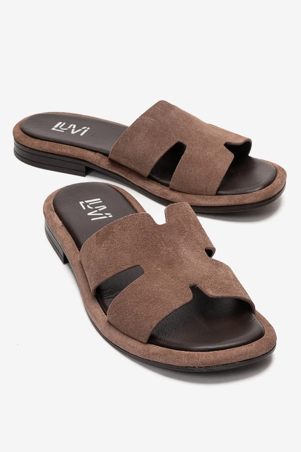 BRIO - Taupe Genuine Leather Slide (Women)
