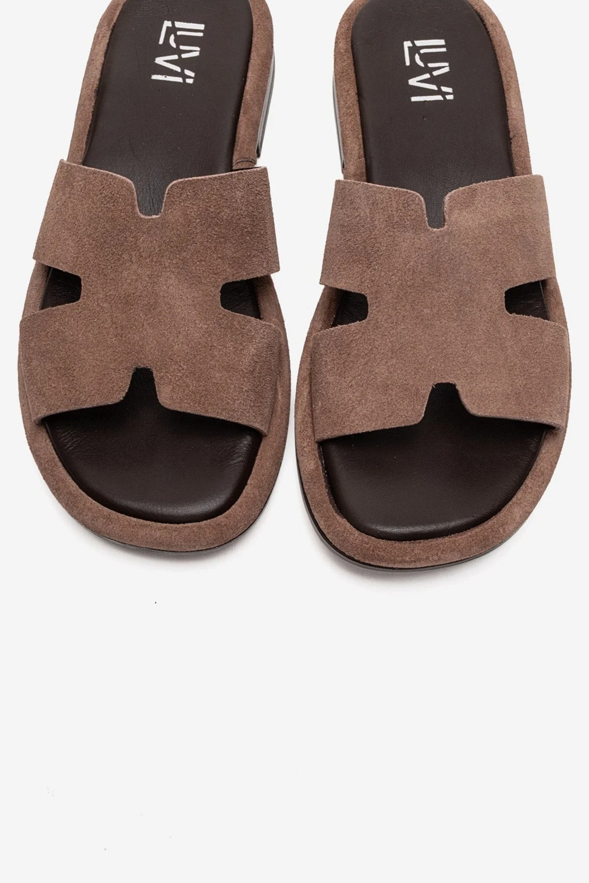 BRIO - Taupe Genuine Leather Slide (Women) - Image 2