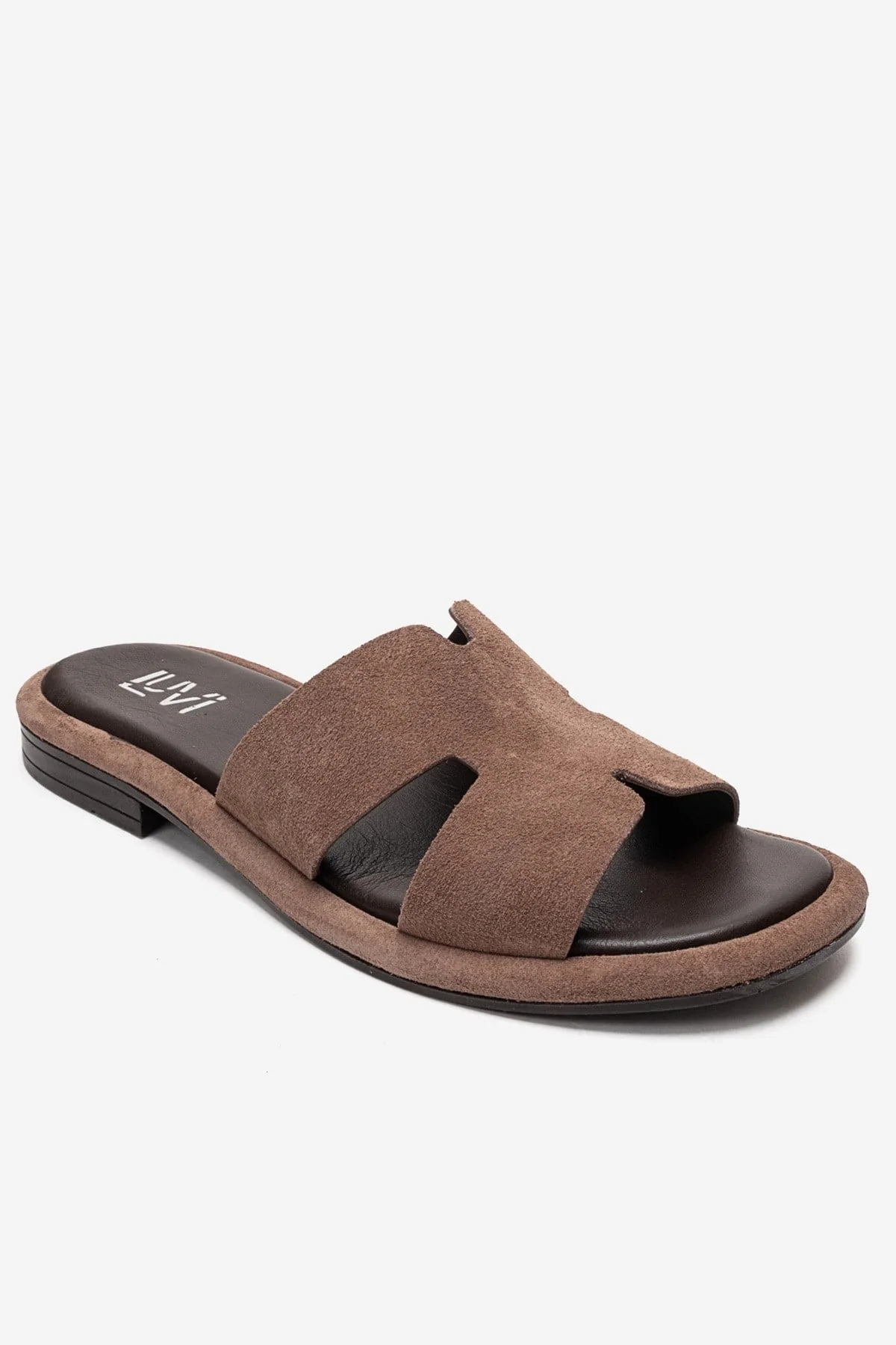 BRIO - Taupe Genuine Leather Slide (Women) - Image 3