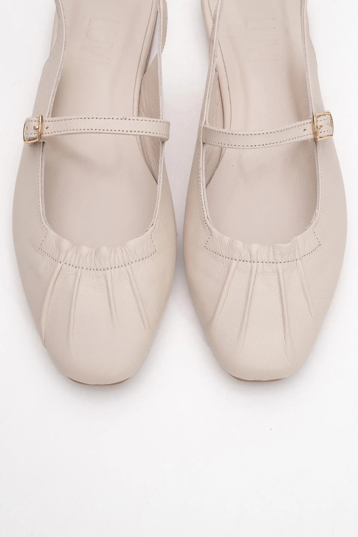 BRITNEY Beige Leather Closed-Toe Sandal (Women) - Image 2