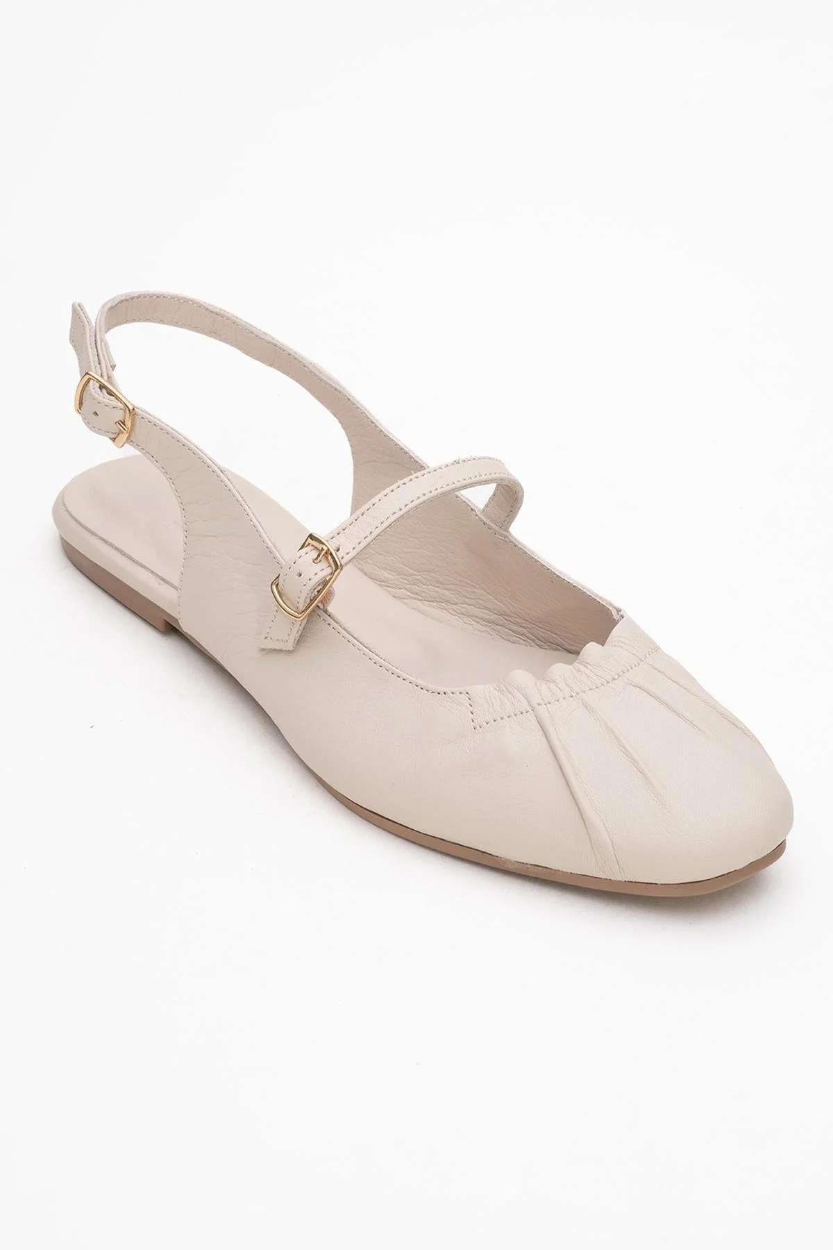 BRITNEY Beige Leather Closed-Toe Sandal (Women) - Image 3