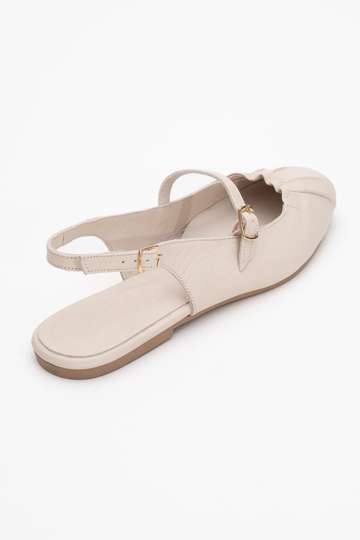 BRITNEY Beige Leather Closed-Toe Sandal (Women) - Image 5
