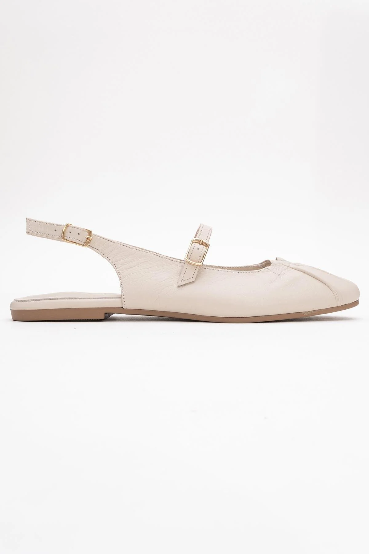 BRITNEY Beige Leather Closed-Toe Sandal (Women) - Image 6