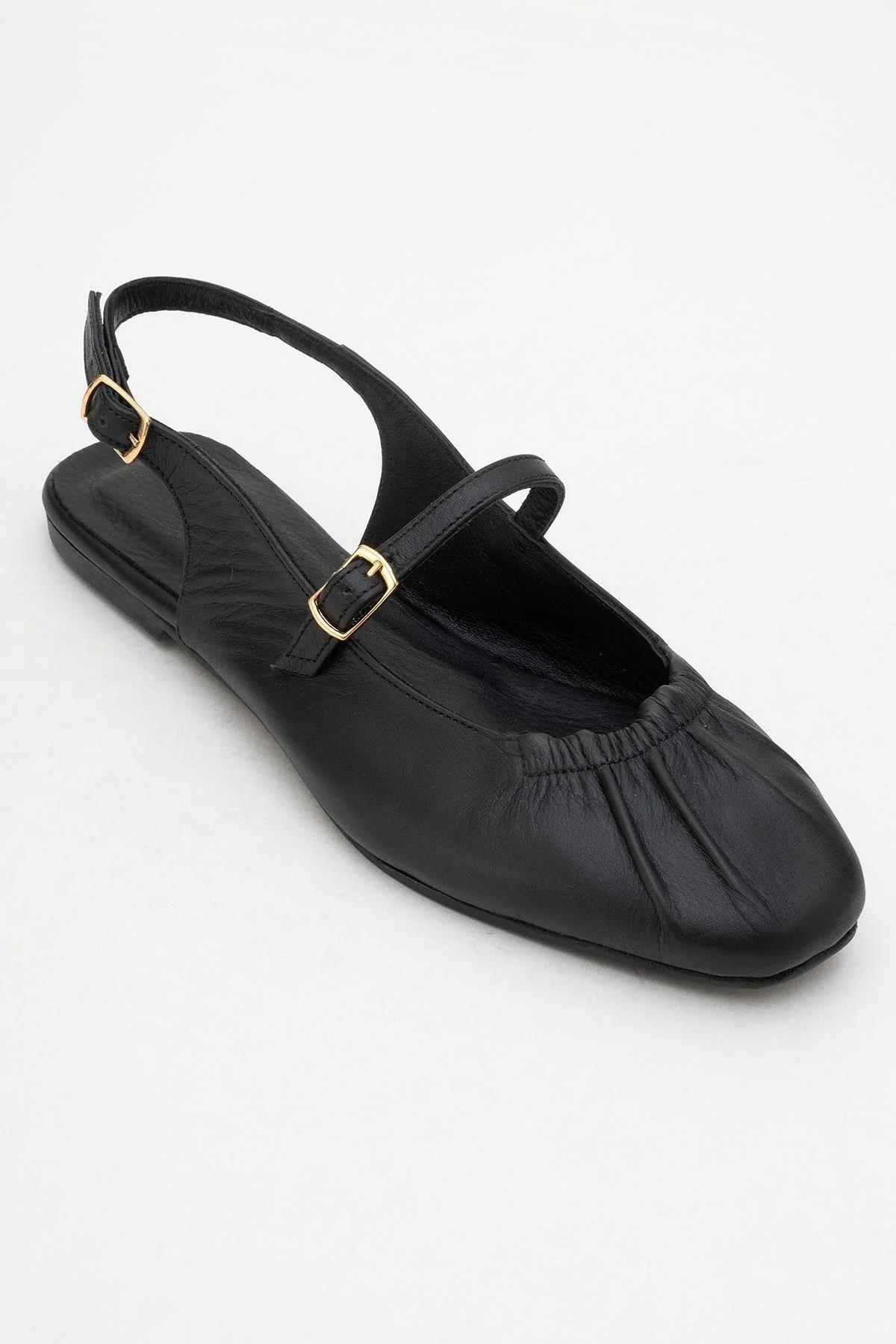 BRITNEY Black Leather Closed-Toe Sandal (Women) - Image 3