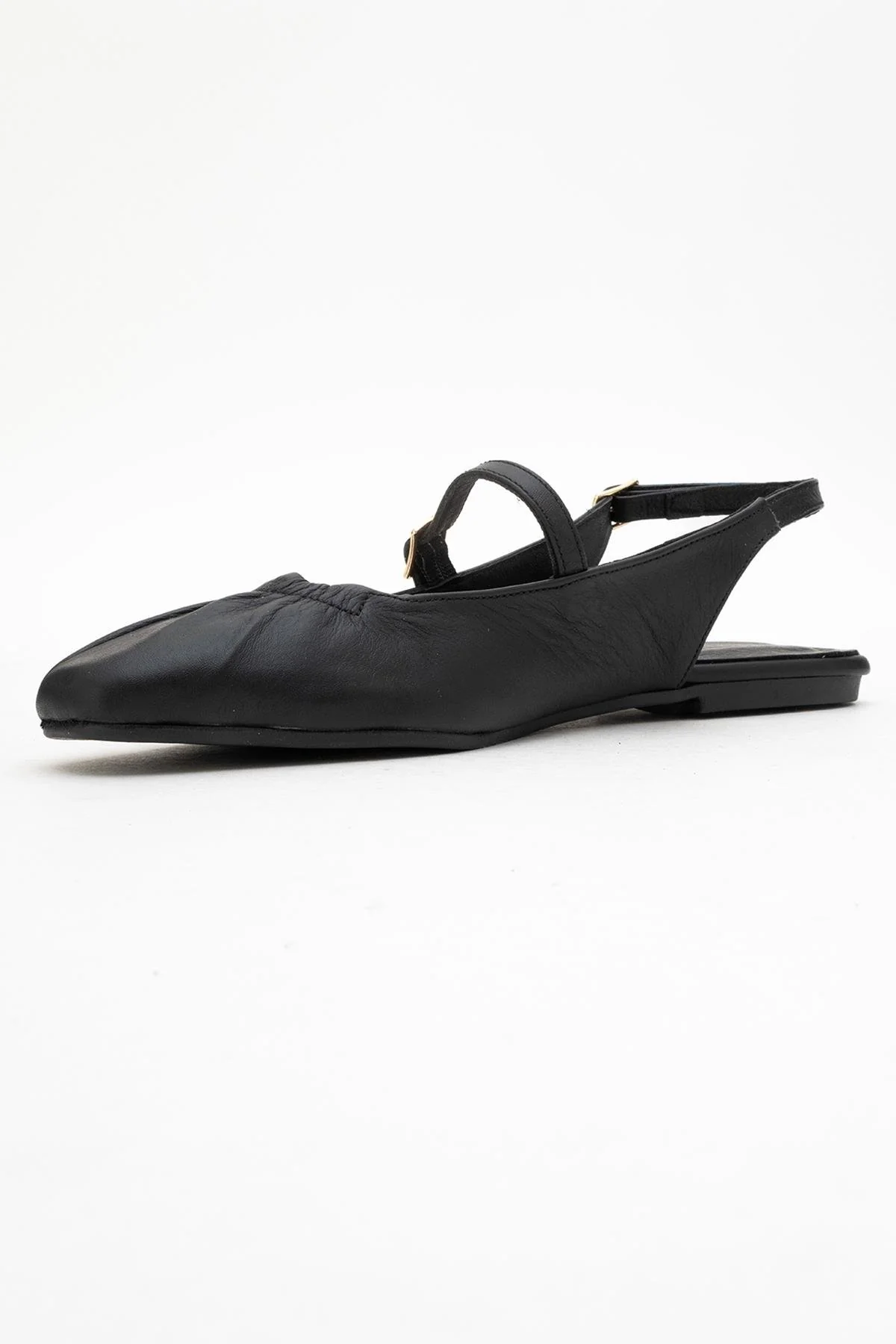 BRITNEY Black Leather Closed-Toe Sandal (Women) - Image 4