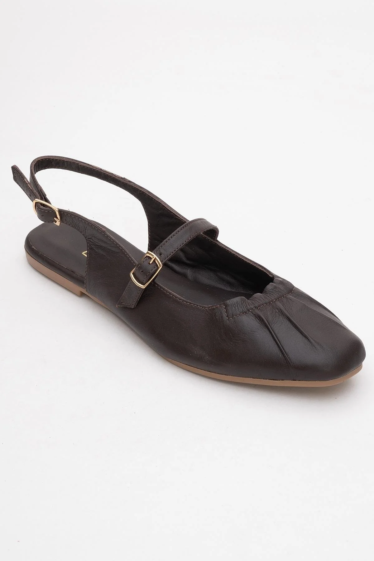 BRITNEY Brown Leather Closed-Toe Sandal (Women) - Image 3