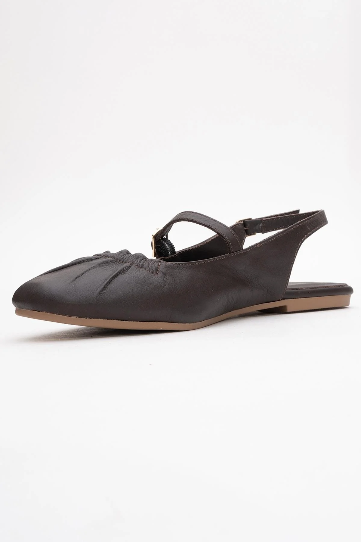 BRITNEY Brown Leather Closed-Toe Sandal (Women) - Image 4