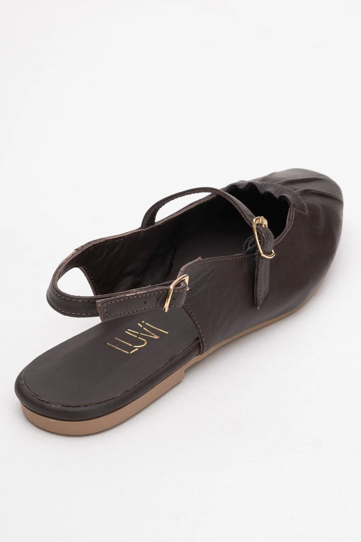 BRITNEY Brown Leather Closed-Toe Sandal (Women) - Image 5