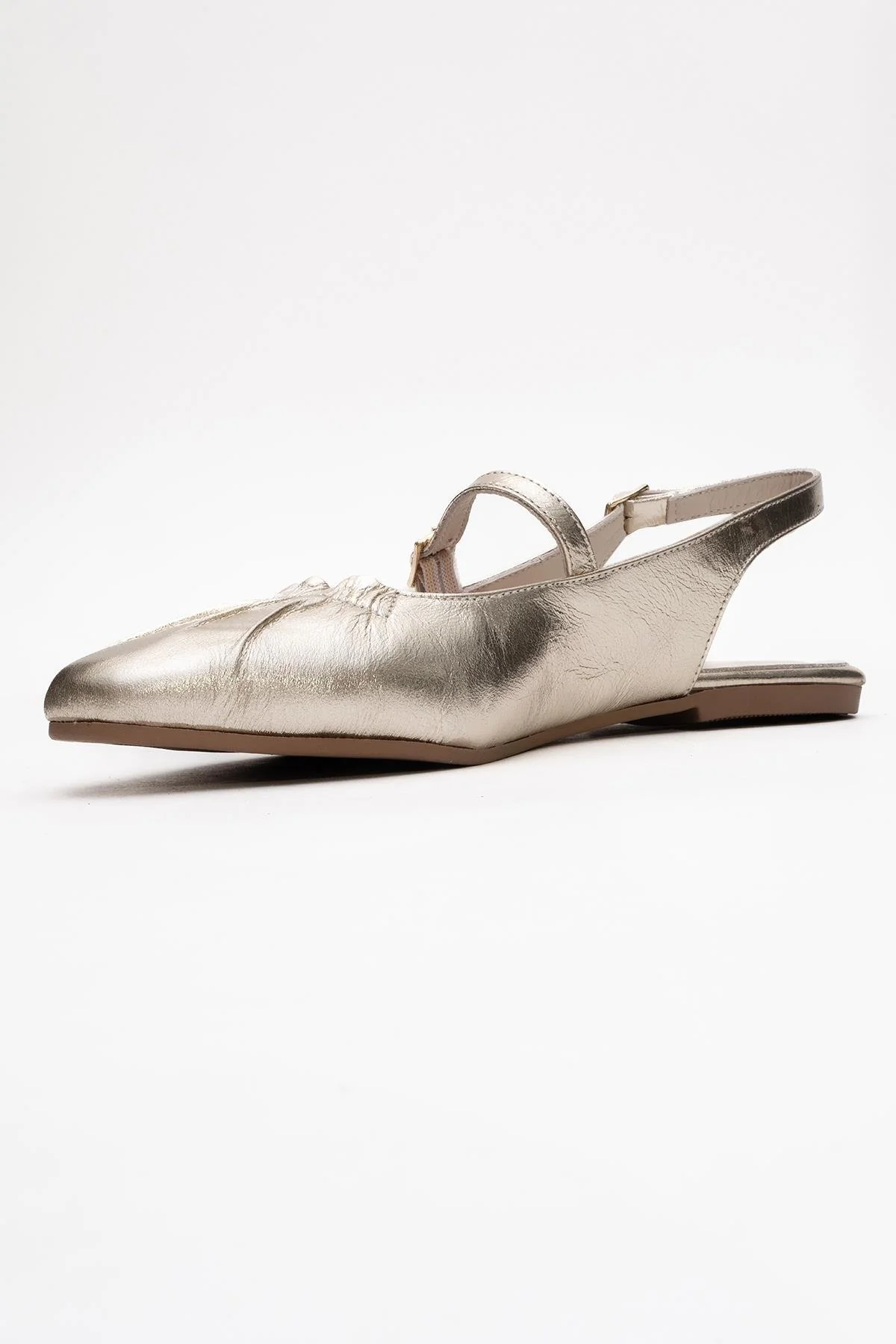 BRITNEY Gold Leather Closed-Toe Sandal (Women) - Image 4