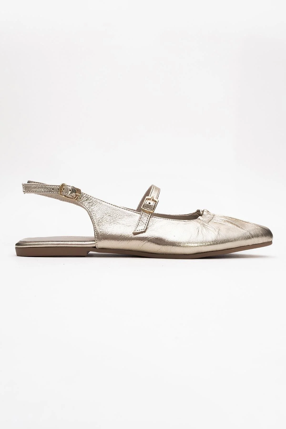 BRITNEY Gold Leather Closed-Toe Sandal (Women) - Image 6