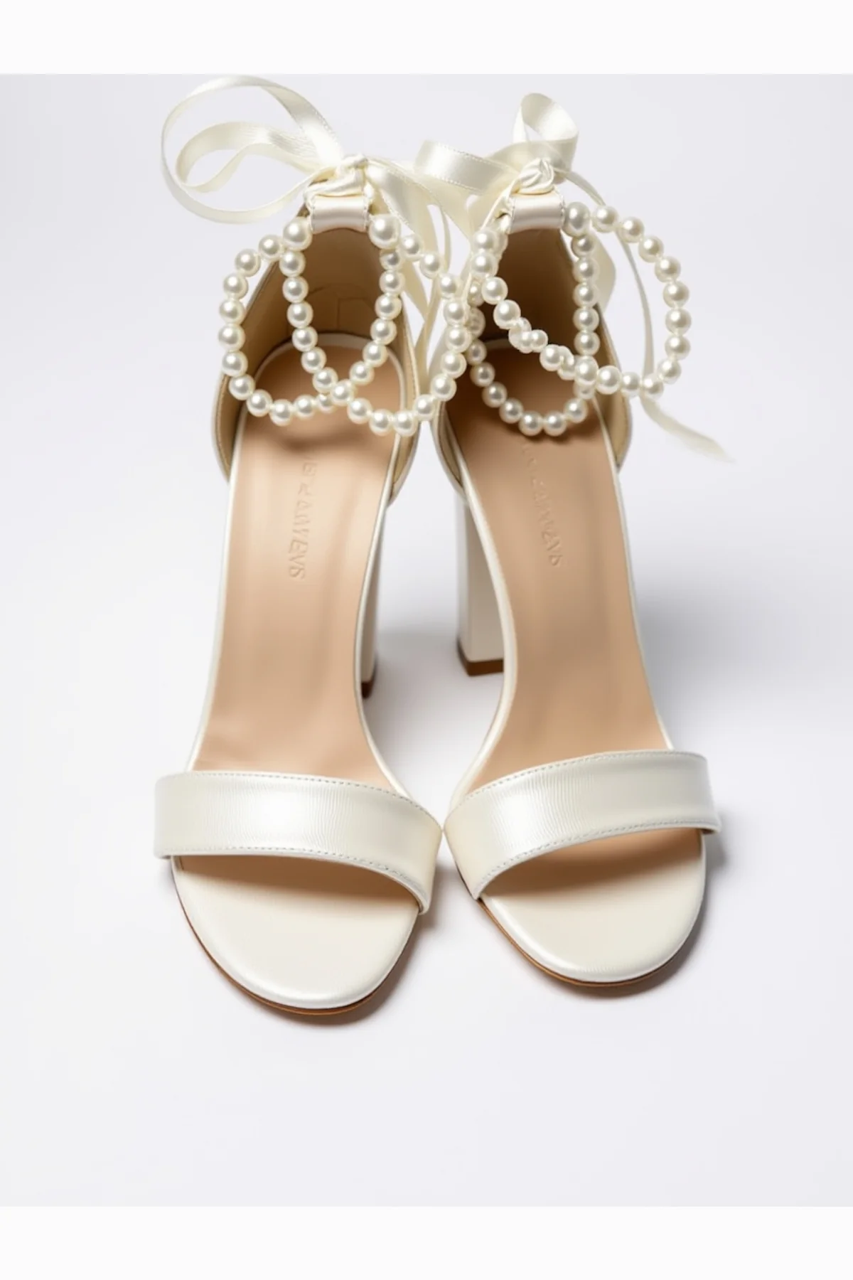 Caelis Pearl Block Heels Bridal Shoes - Image 4