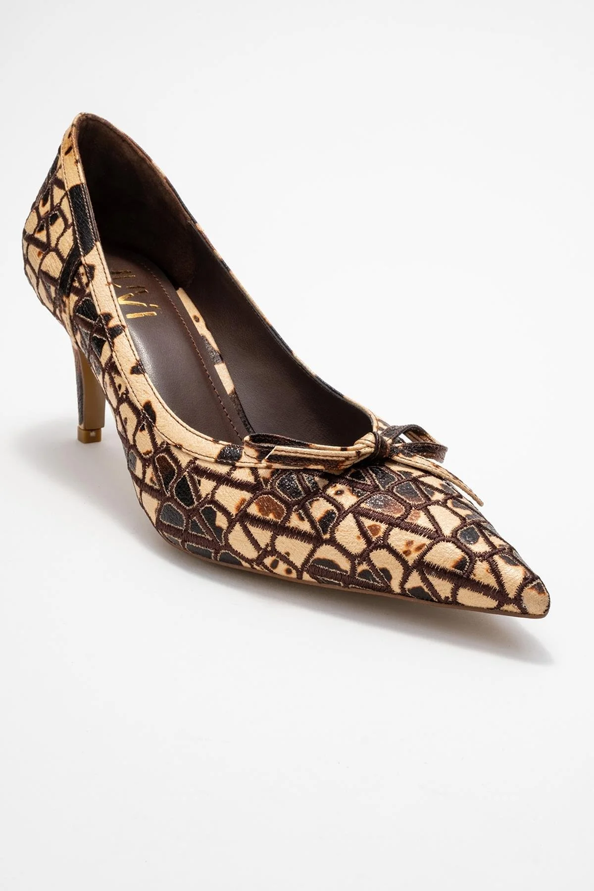 Camden - Beige Patterned Bow-Front Pump (Women) - Image 3